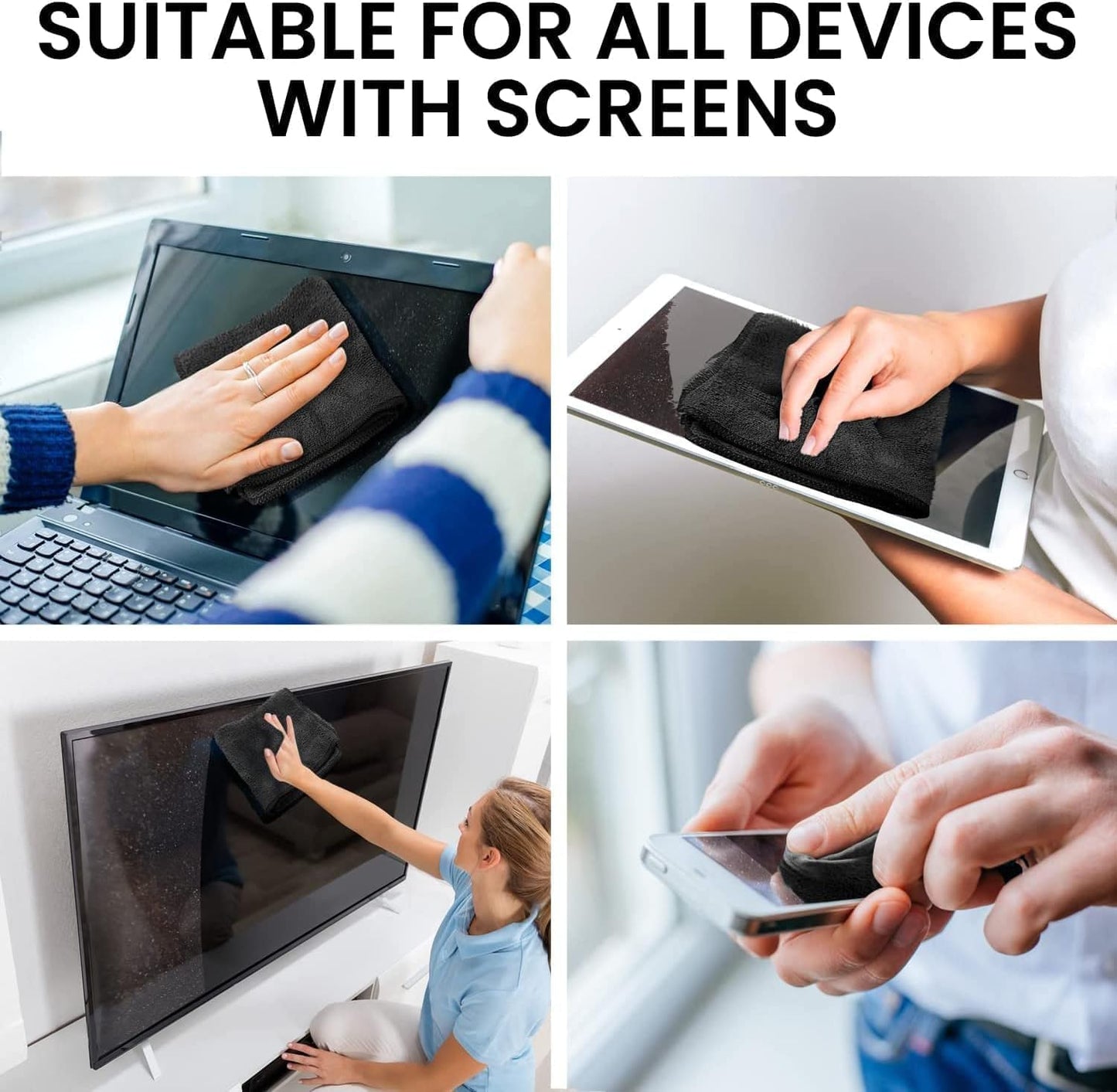 EVEO® Screen Cleaner Spray Kit (Streak-Free) TV Screen Cleaner for Smart TV, LCD, LED, OLED | Computer Spray and Wipe Microfiber Cloth for Monitor, Laptop, iPad, Car & More - 1 Pack