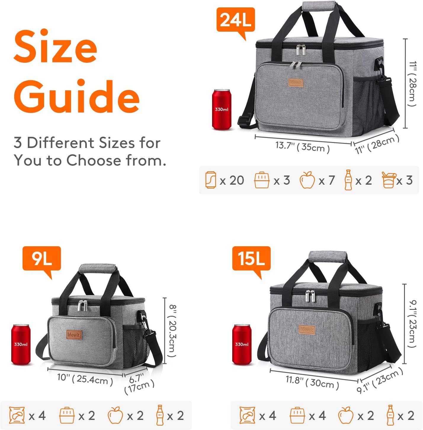 Lifewit Lunch Bag for Men, Insulated Lunch Box Leakproof Soft Cooler Cooling Tote for Adult Women, Waterproof Reusable Lunch Bags for Work Office Outdoor Picnic Camping, Black, 12-Can (9L)