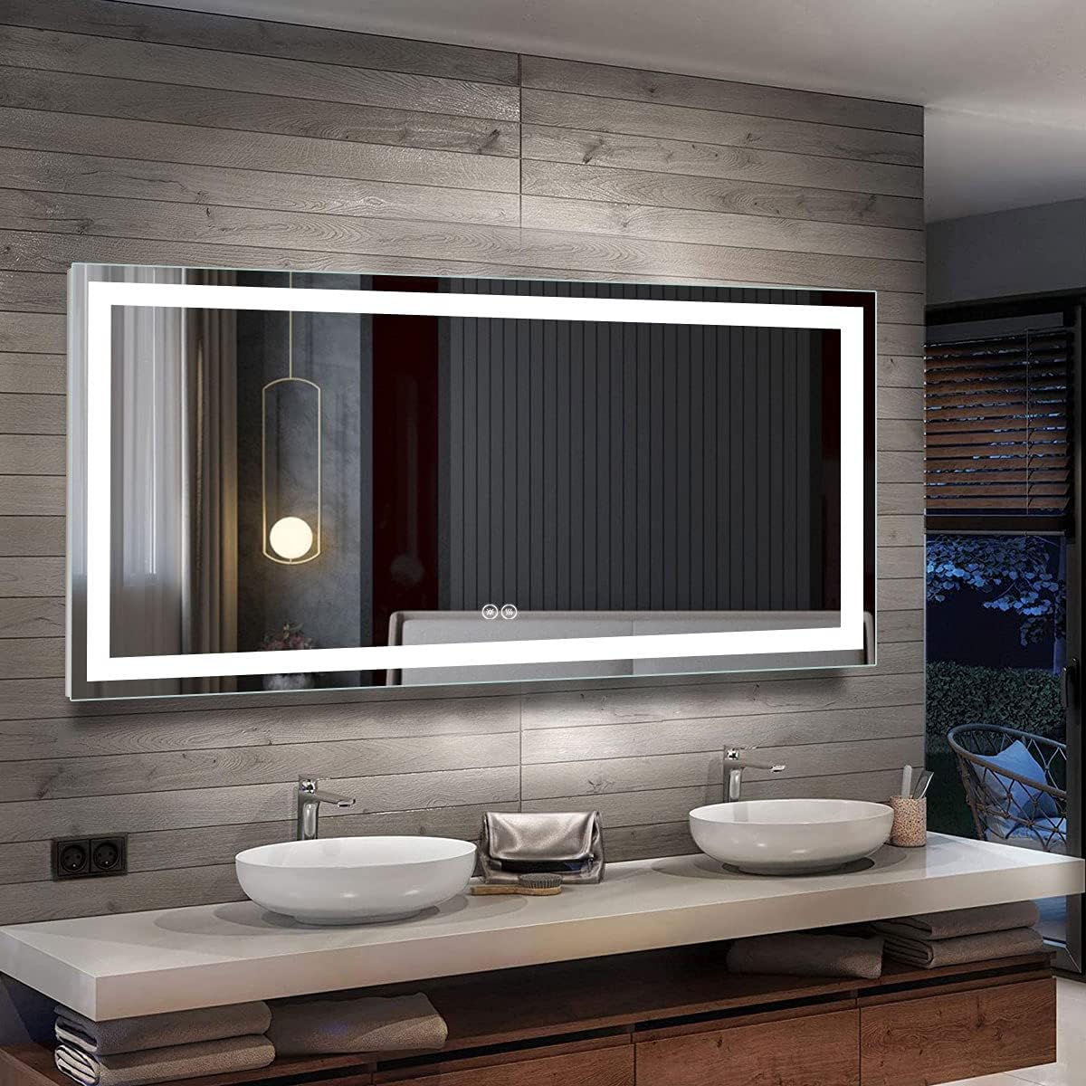 DP Home LED Lighted Bathroom Vanity Wall Mirror with Touch Button, Dimmable, Vertical & Horizontal Mount Mirrors 70 x 32 in E-N031-7032-TS Wall Mounted Makeup LED Vanity Mirror
