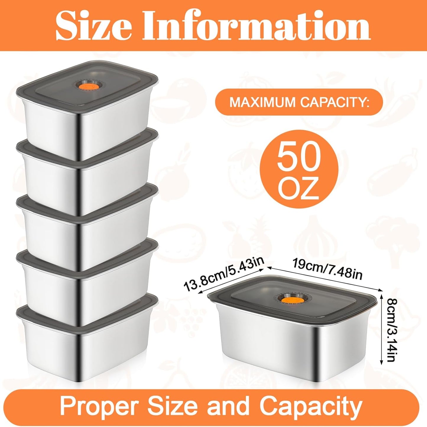 10 Pack Stainless Steel Food Storage Containers with Leak-Proof Lids, 50 oz / 1500 ml Airtight Bento Lunch Box Metal Meal Prep Container Stackable & Reusable for Fruit Snack Leftovers Freezer Safe