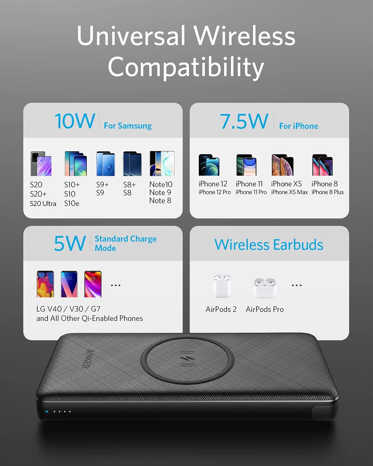 ANKER PowerCore III 10K Wireless Portable Charger with Qi-Certified 10W Wireless Charging and 18W USB-C Quick Charge for iPhone 15/15 Plus/15 Pro/15 Pro Max, iPhone 14 Series, iPad, AirPods, and More