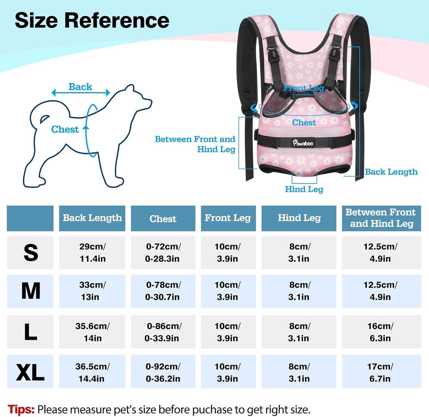 Pawaboo Pet Carrier Backpack, Adjustable Pet Front Cat Dog Carrier Backpack Travel Bag, Legs Out, Easy-Fit for Traveling Hiking Camping for Small Medium Dogs Cats Puppies, Medium, Black