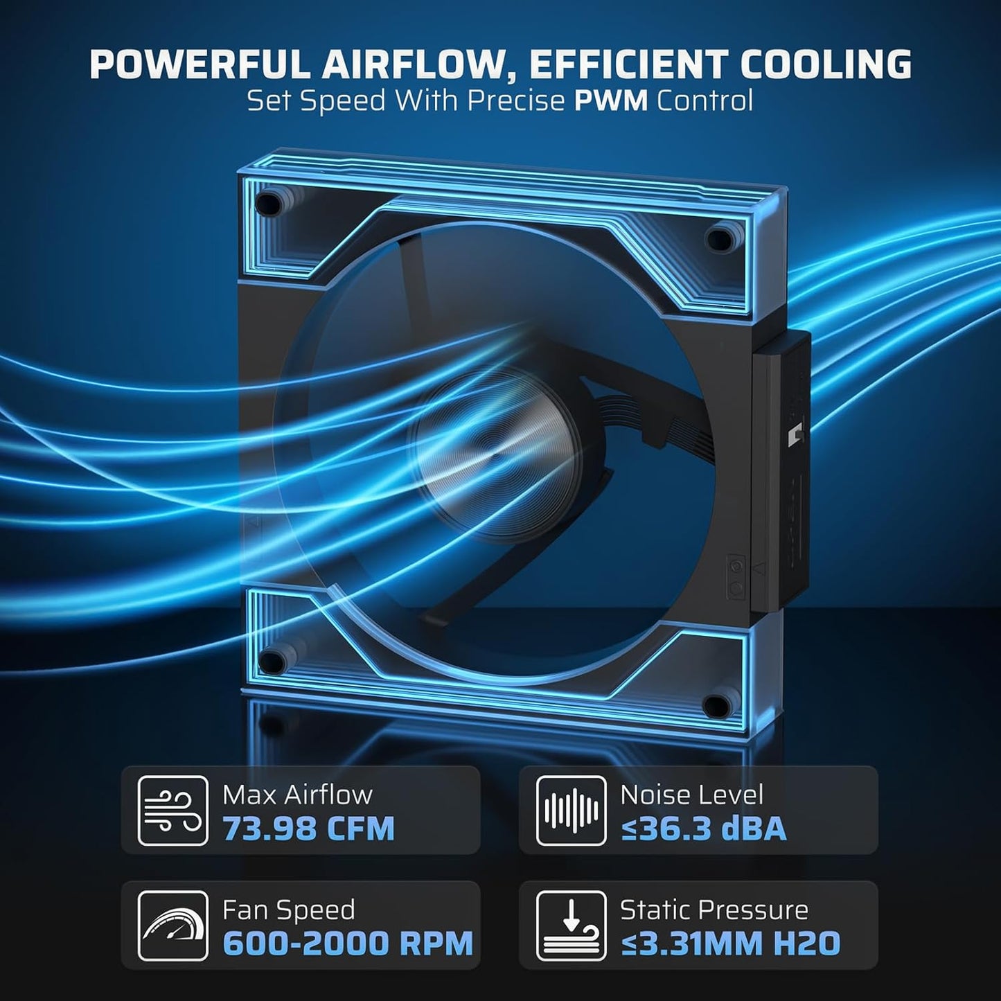 LTC CF-123D 120mm PC Case Fan, Daisy-Chain Connection, Infinity Mirror ARGB Lighting, Reversible Airflow 2000RPM Max, HDB Bearing PWM Computer Case Cooling Fan, Motherboard SYNC, 3 Pack, Black