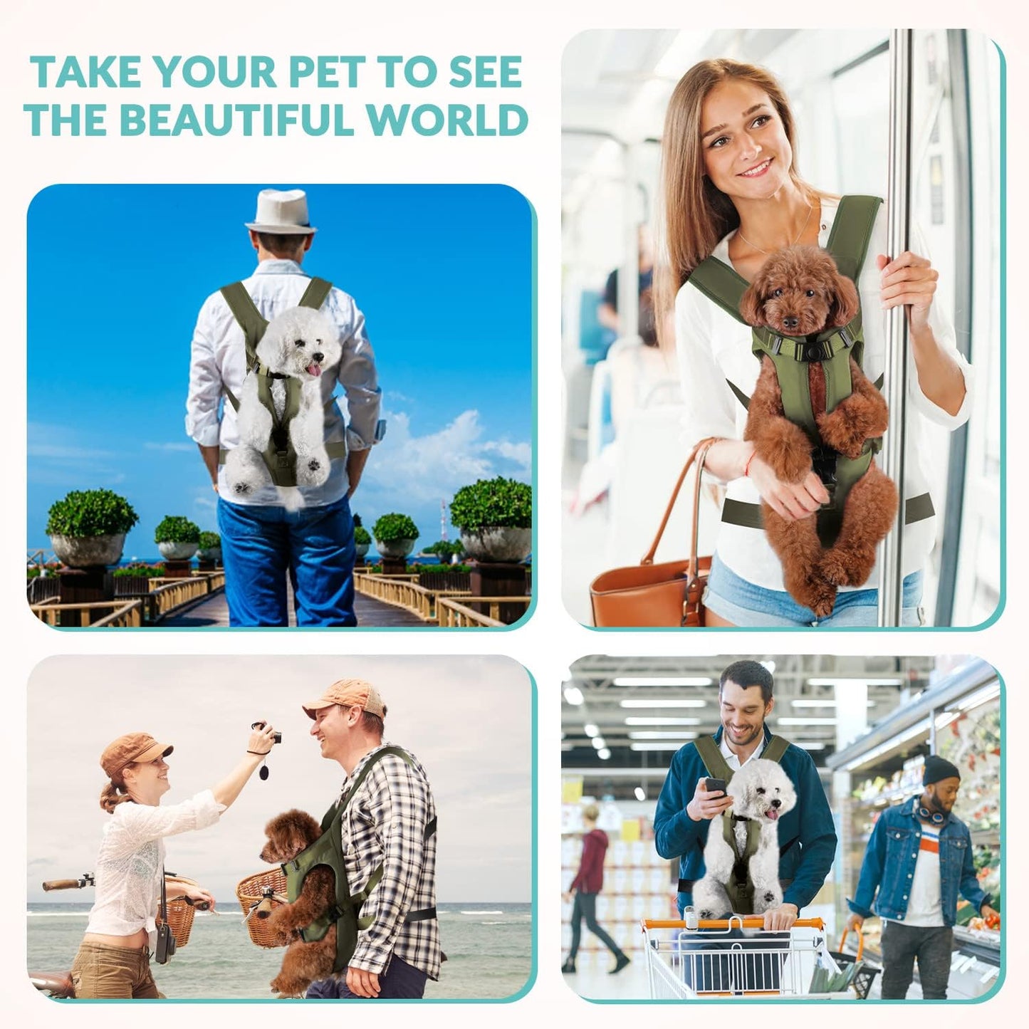 SlowTon Dog Carrier Backpack for Small Medium Dogs, Legs Out & Easy-Fit Dog Cat Puppy Front Carriers Bag for Pet Up to 35lbs, Adjustable Breathable Pet Backpack for Traveling Camping Hiking