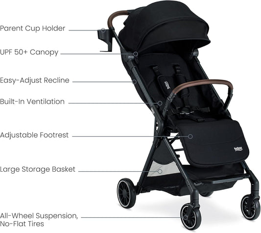 Britax Juniper™ Compact Stroller with One-Hand RapidFold™ - Raven Black - PuriLite