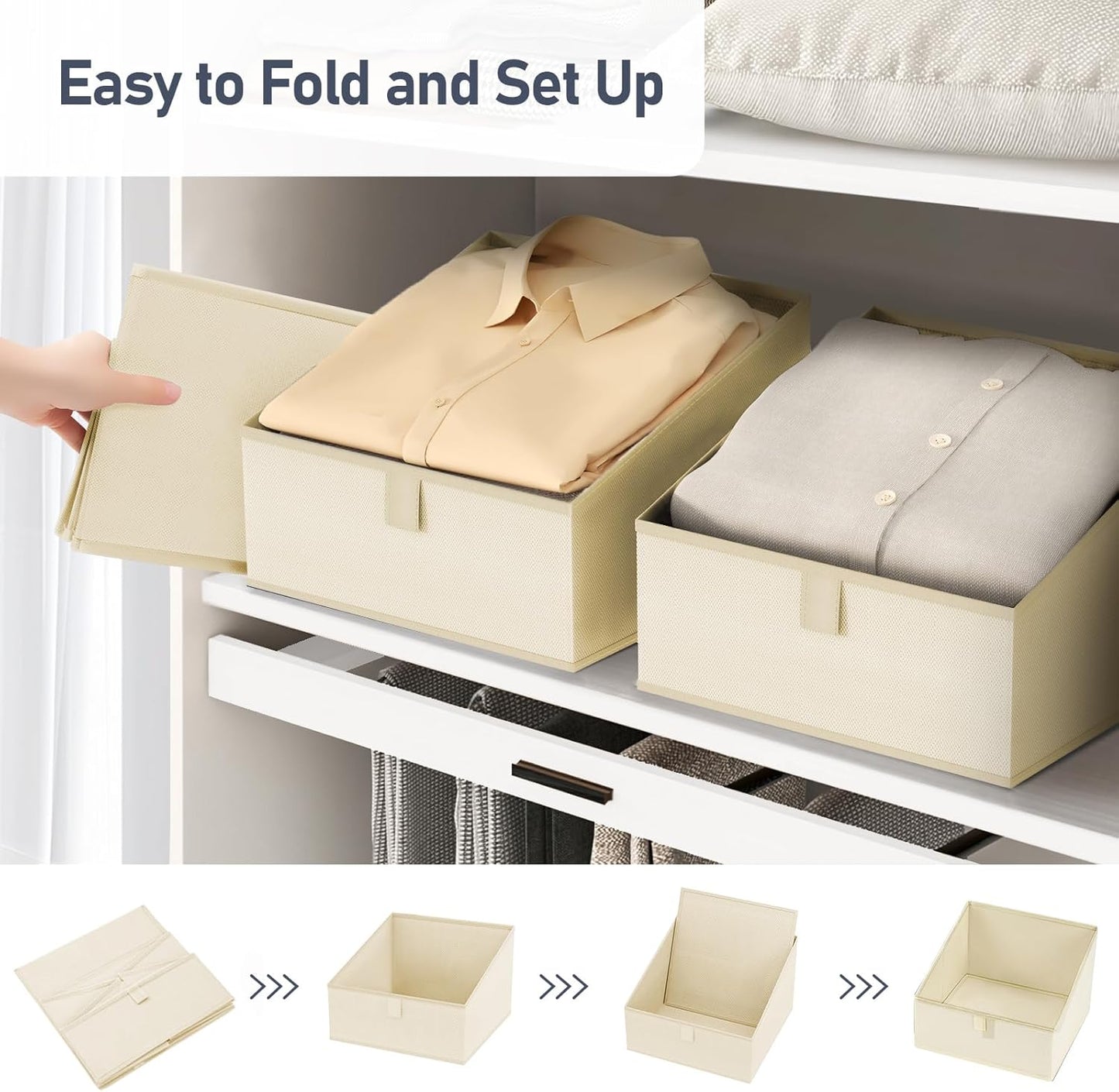 DIMJ Closet Storage Bins - 6 Pack Foldable Storage Baskets Box Fabric Storage Cubes Storage Organization Trapezoid Storage Bin (Arrow Grey)