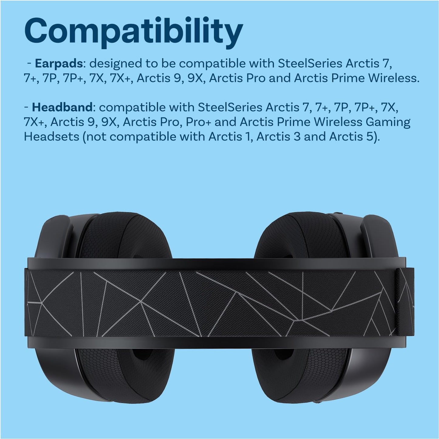 Ear Pads & Headband Replacement for SteelSeries Arctis 7/9 / Pro & Prime Wireless Gaming Headset etc. by MMOBIEL - Cooling Gel Ear Pad Cushions & Elastic Fabric Headband Top Pad Cushion