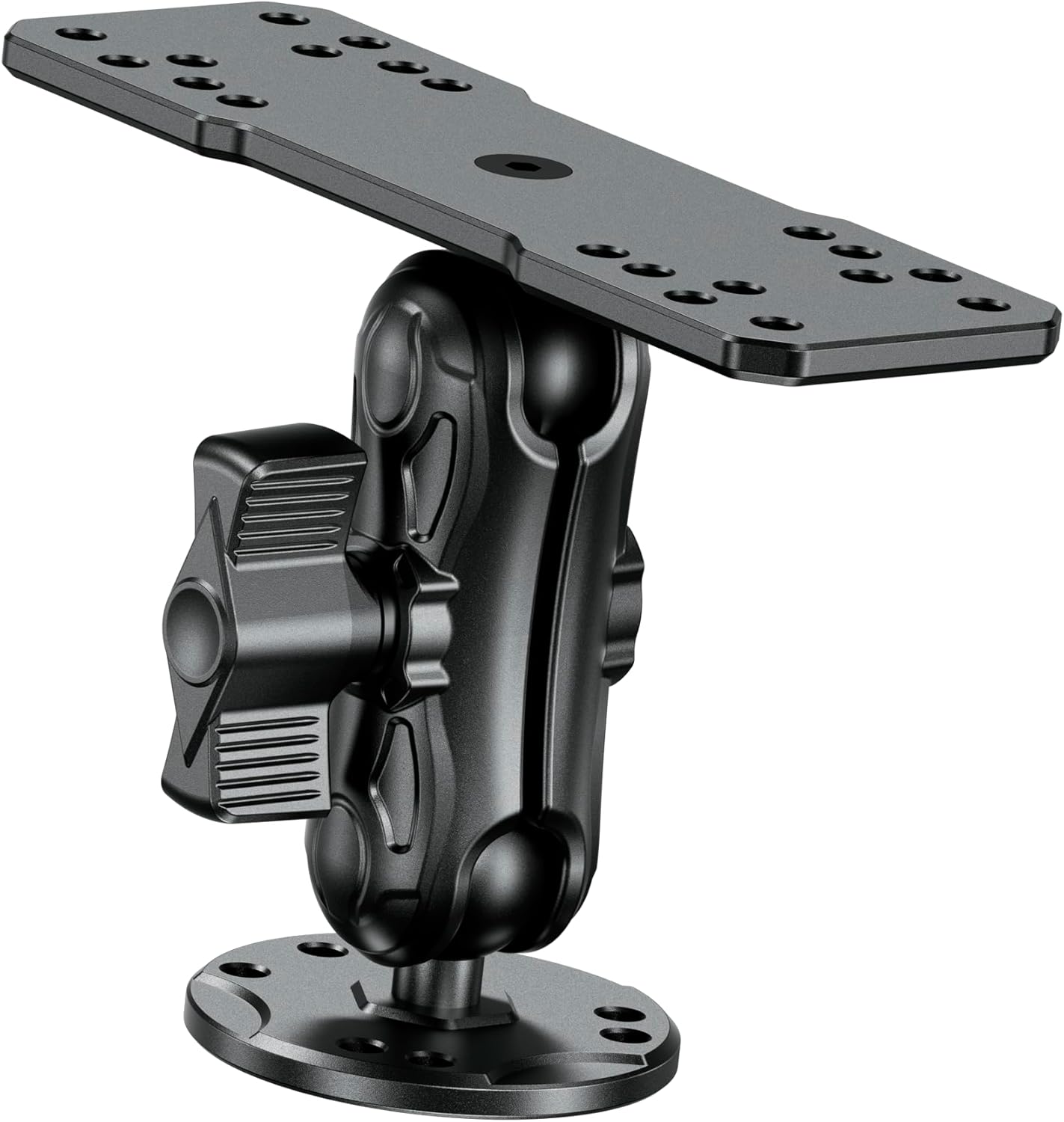 VAZESWIN Aluminum Alloy Fish Finder Mount with B Size 1" Ball Rectangle Plate & Round Base, 3.5" Medium Arm Marine Electronic Mount Compatible with Garmin, Lowrance, Humminbird, Raymarine and More