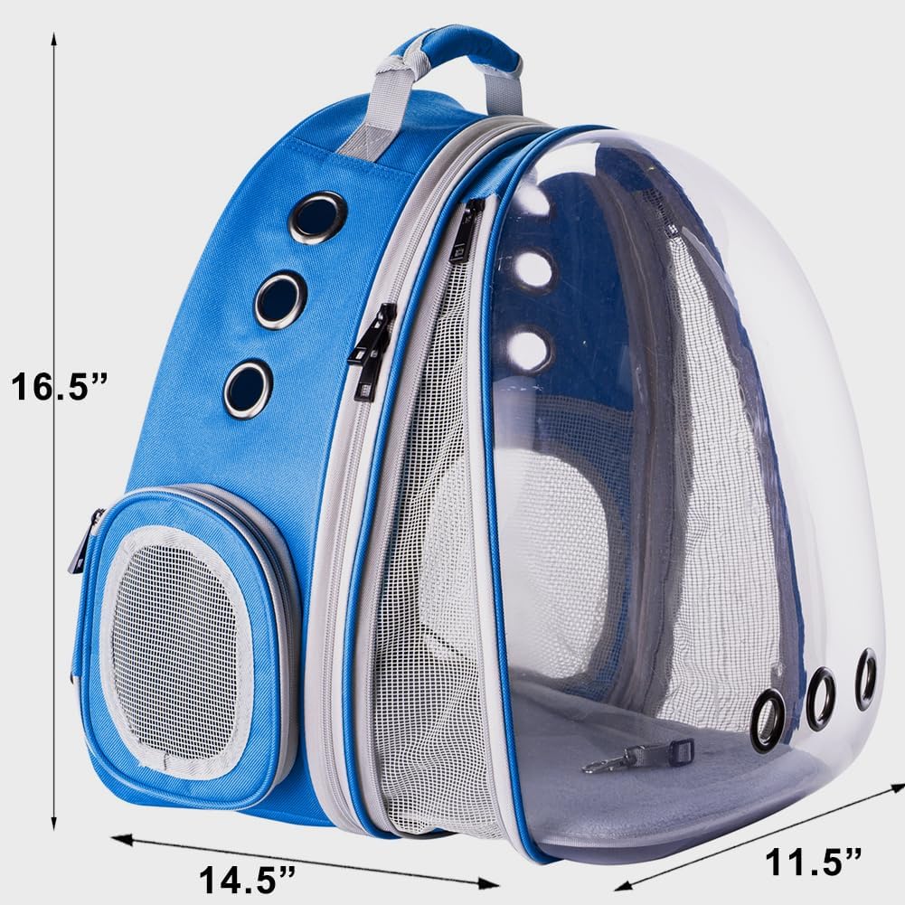 WEVONIGU Front Expandable Cat Backpack Carrier,Fit up to 16 lbs,Pet Carrier Backpack,Space Capsule Astronaut Bubble Window Bag,Cats and Puppies,Airline-Approved,Designed for Travel,Hiking,Walking