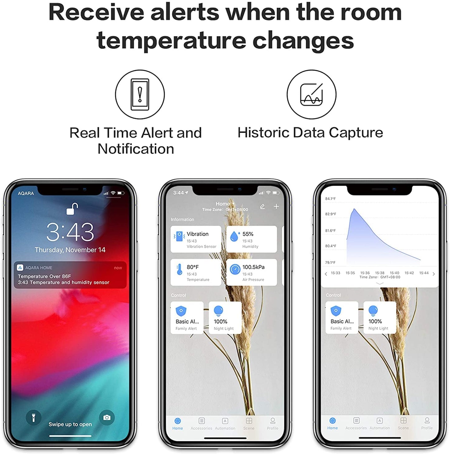 Aqara Zigbee Temperature and Humidity Sensor-3 Pack, Wireless Thermometer Hygrometer for Home Automation, Remote Monitoring, Aqara Hub Required, Compatible with Apple HomeKit, Alexa, Works with IFTTT