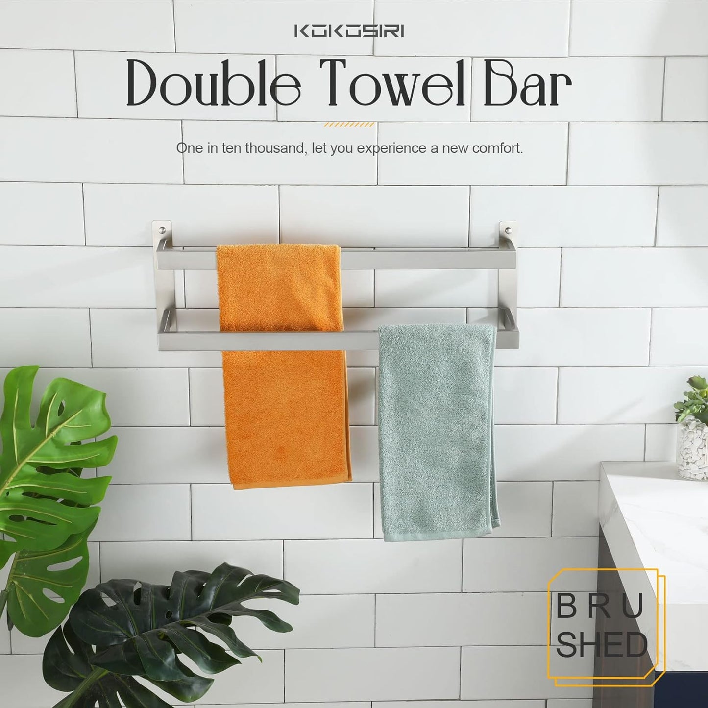 KOKOSIRI Towel Bars Black Bath Towel Holders 20 Inches Bathroom 2-Tiers Ladder Towel Rails Wall Mounted Towels Shelves Rack Stainless Steel, B5008BK-L20