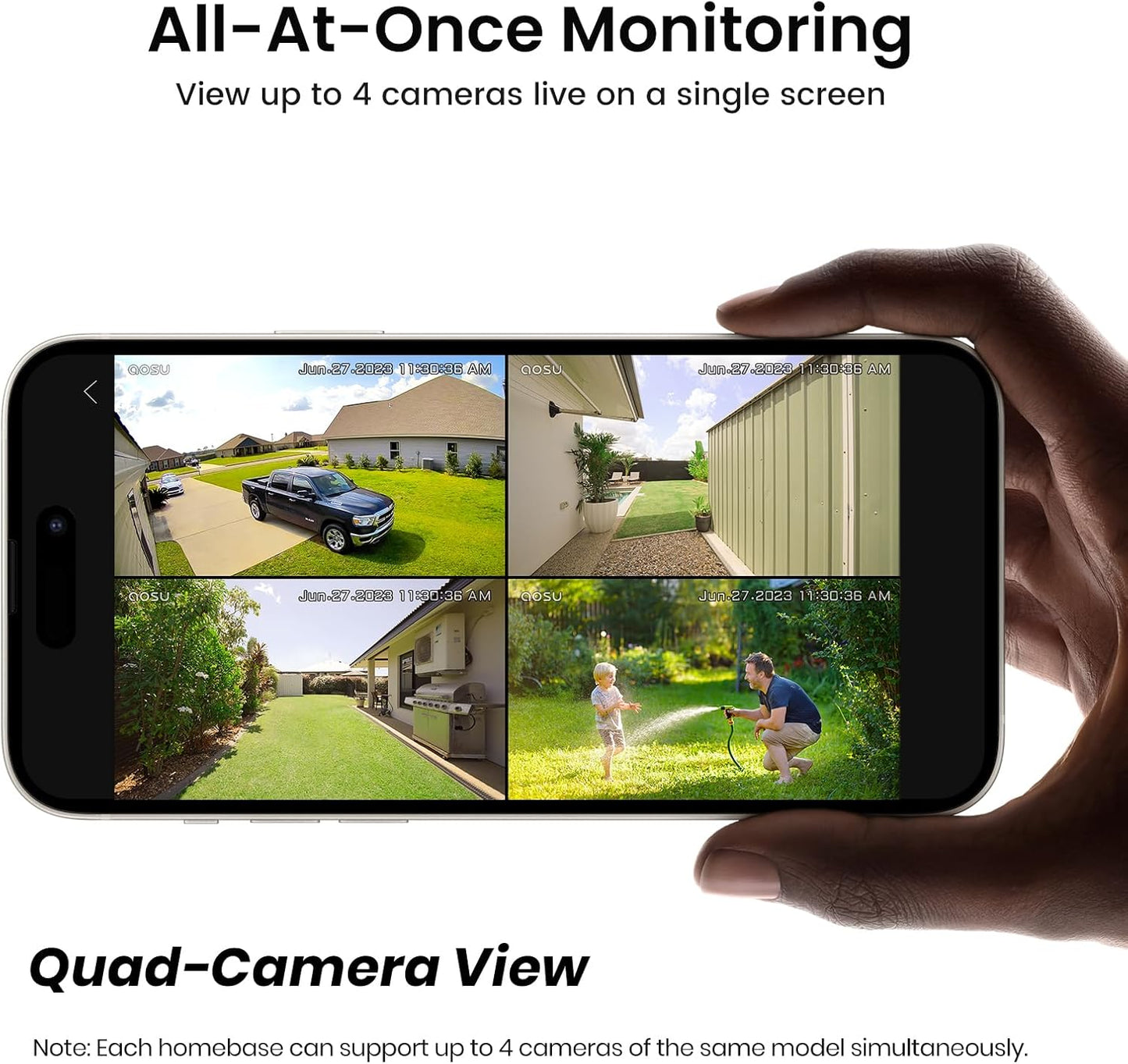 AOSU 2K Solar Security Cameras Wireless Outdoor, WiFi Camera Surveillance Exterieur for Home Security System, 166° View, Color Night Vision, 2-Way Talk, 32GB Homebase Local Storage, No Monthly Fee