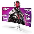 CRUA 34 Inch Gaming Monitor 144Hz, WQHD 3440X1440P Ultrawide Curved Monitor, 21:9 1500R 120% sRGB Computer Display Support Freesync, PIP/PBP, HDMI 2.0 & DP 1.4, Wall Mountable/Tilt Adjustable-Black