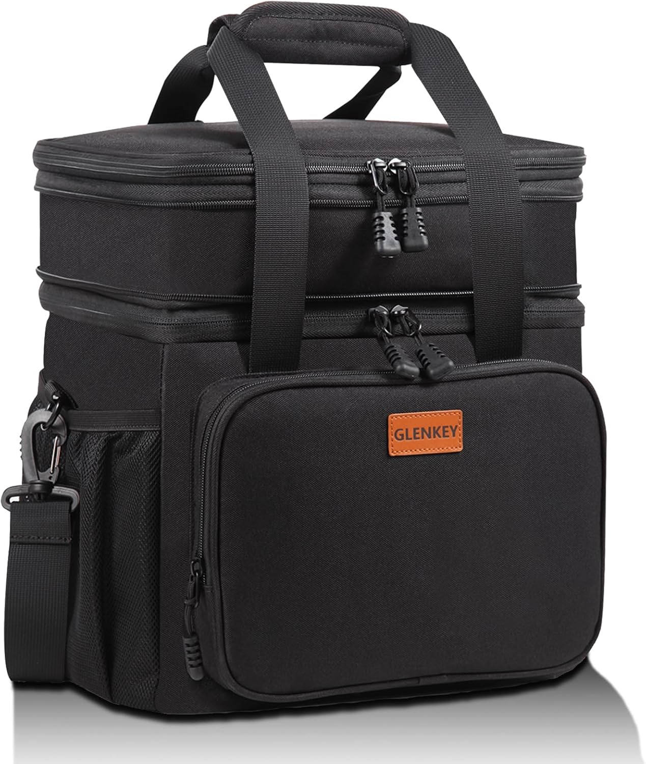 Expandable Large Lunch Bag, Double Deck Insulated Lunch Box Leakproof Durable Soft Cooler Bag for Men Women Adults Work Construction Beach Picnic Daytrip,16L,Black, GLENKEY