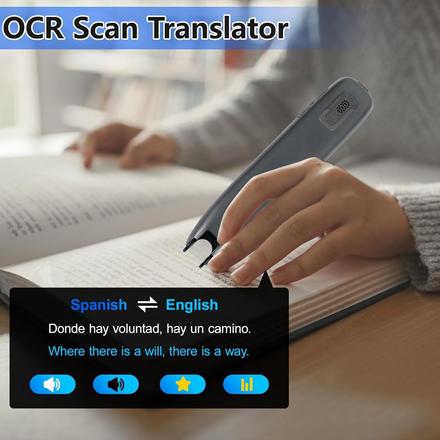 Scan Translation Pen with Camera, 142 Languages Two-Way Instant Translator Pen for Voice, Text, Photo, Offline Online Translation for Business Learning Travel, OCR Digital Reading Pen for Dyslexia