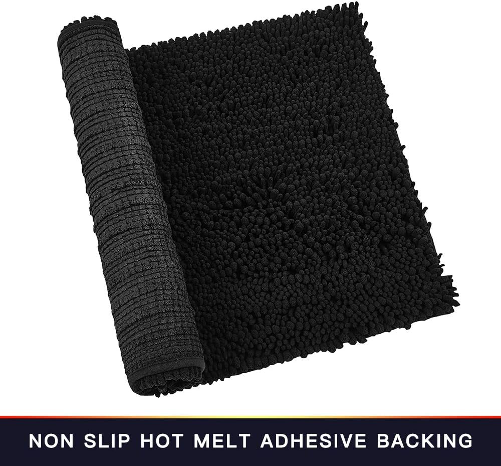 Walensee Bathroom Rug Non Slip Bath Mat (24x17 Inch Blush) Water Absorbent Super Soft Shaggy Chenille Machine Washable Dry Extra Thick Perfect Absorbant Best Small Plush Carpet for Shower Floor