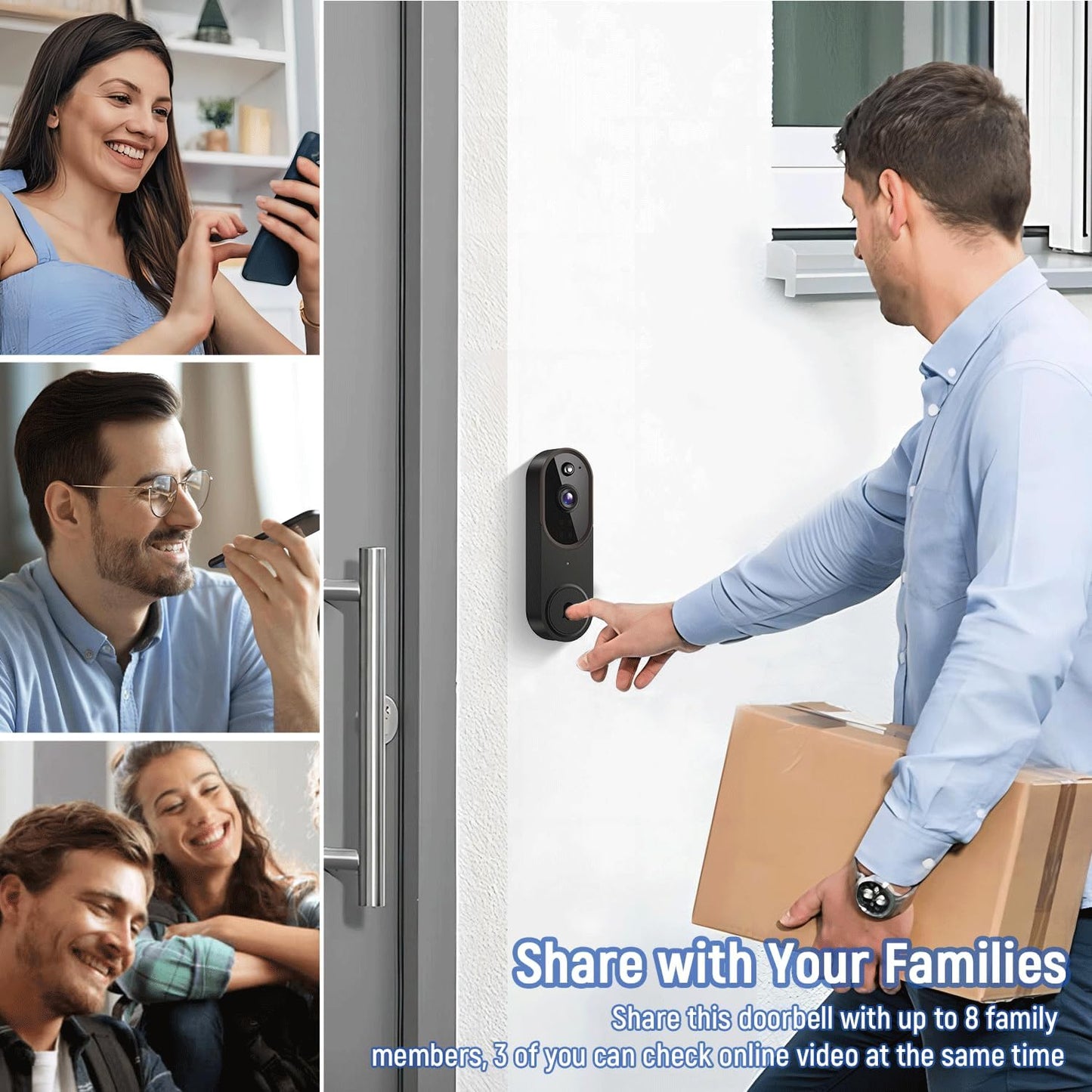 Occuwave 1080P Video Doorbell Camera Wireless with Chime Ringer, Cloud Storage, Live Image, 2-Way Audio, Night Vision, 2.4Ghz WiFi, Indoor Surveillance, Real-Time Alert (Brown+Black)