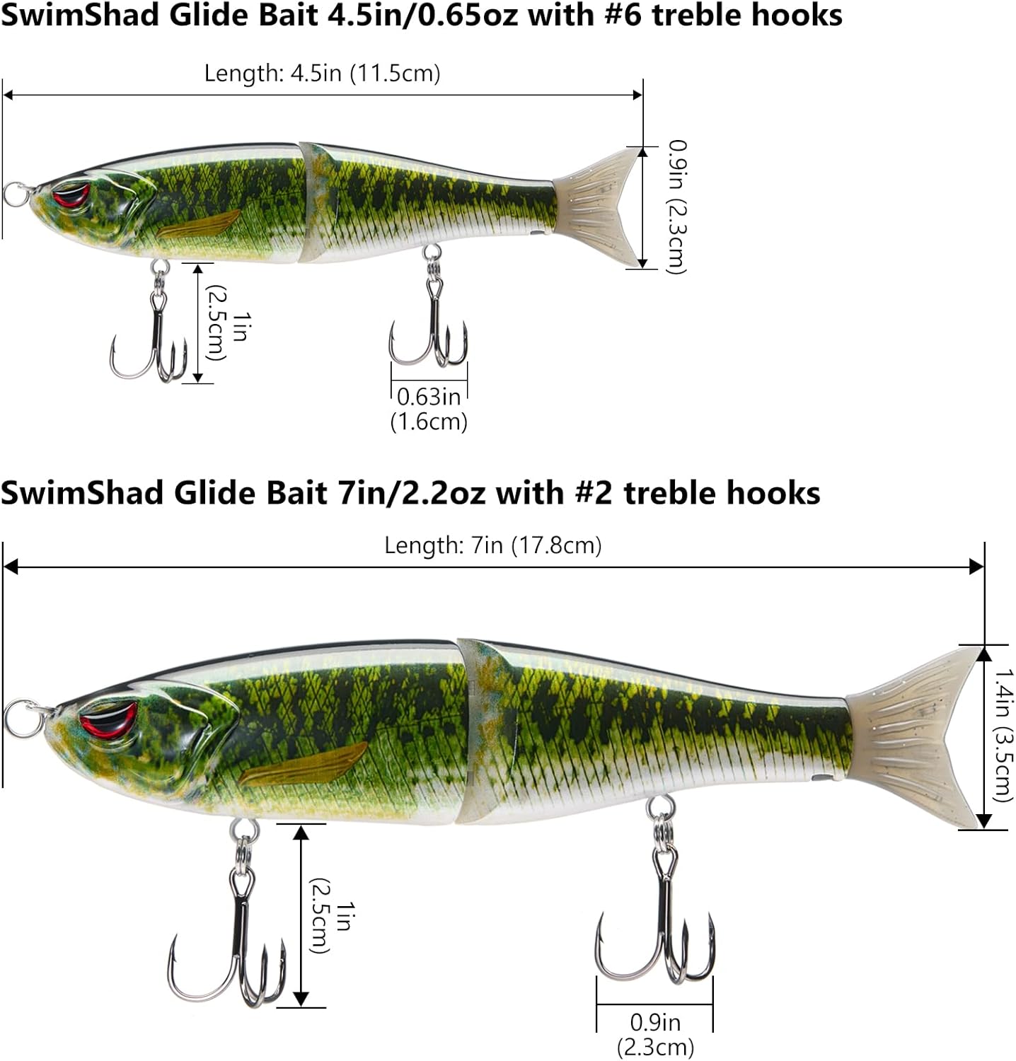Bassdash SwimShad Glide Baits Jointed Swimbait Bass Pike Salmon Trout Muskie Fishing Lure