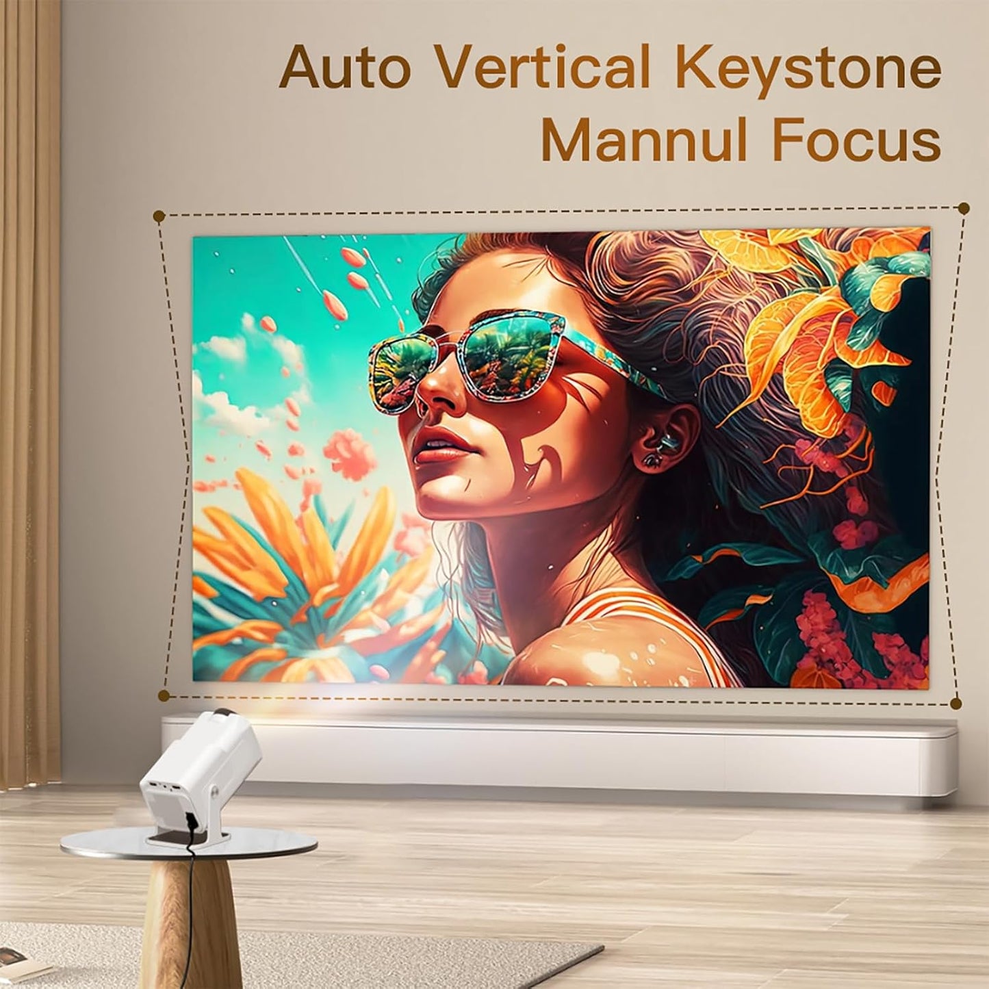 Mini Projector with WiFi and Bluetooth Built-in Android 11, 1080P 4K Support Portable Projector LYNCAST 180°Rotatable Upgrade HY300pro+ Projector for Home,Outdoor Use OptiBarrel 005