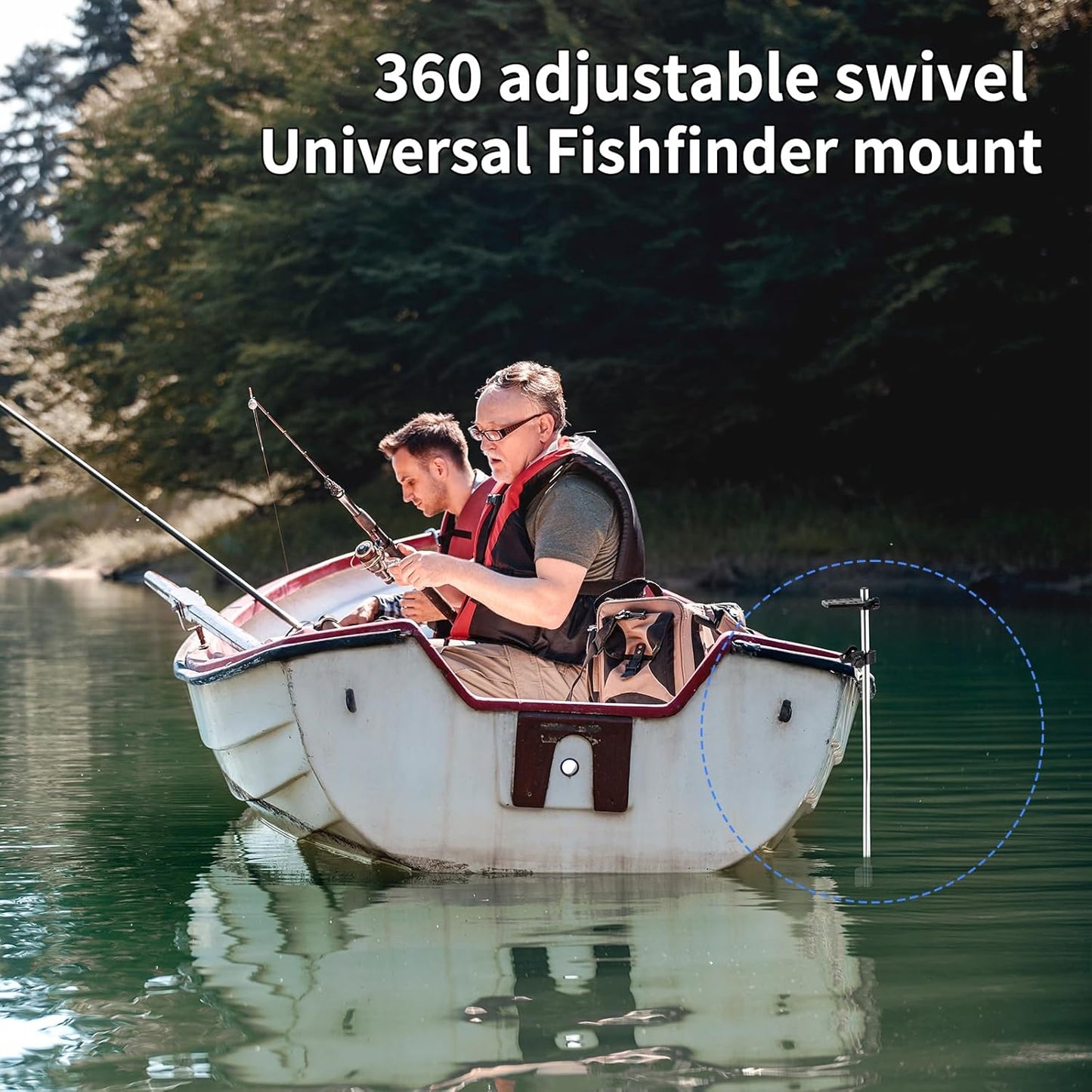 Xproutdoor Portable Transducer Mount, 360° Adjustable Rotatable Fish Finder Mount, Transducer Mounting Bracket for Boat Canoe Kayak