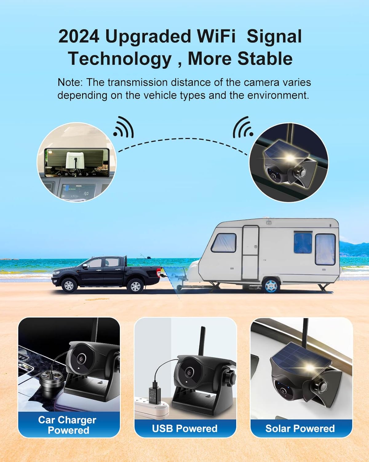 STONVUE 1080P Solar Wireless Backup Camera -Magnetic Hitch Rear/Front Camera with Night Vision, 365-Day Standby, Waterproof, Rechargeable Battery for Horse Trailer RV Truck Car for Phone Pad Android
