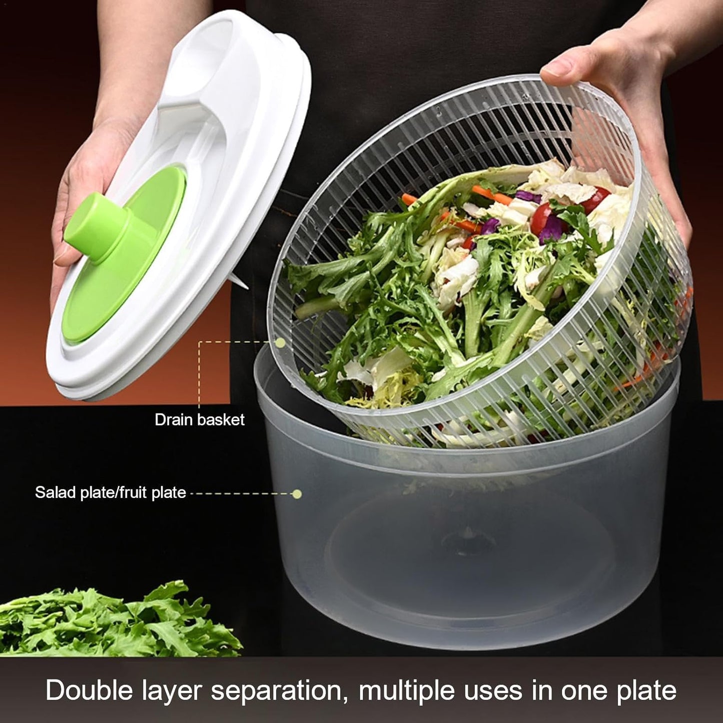 Vegetable Spinner | Fruit Dryer Spinner - Salad Dryer for Washing, Spinner, and Draining Greens, Fruits, and Vegetables