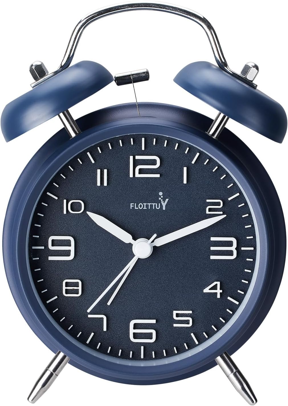 FLOITTUY (Loud Alarm for Deep Sleepers) 4'' Twin Bell Alarm Clock with Backlight for Bedroom and Home Decoration(Black)