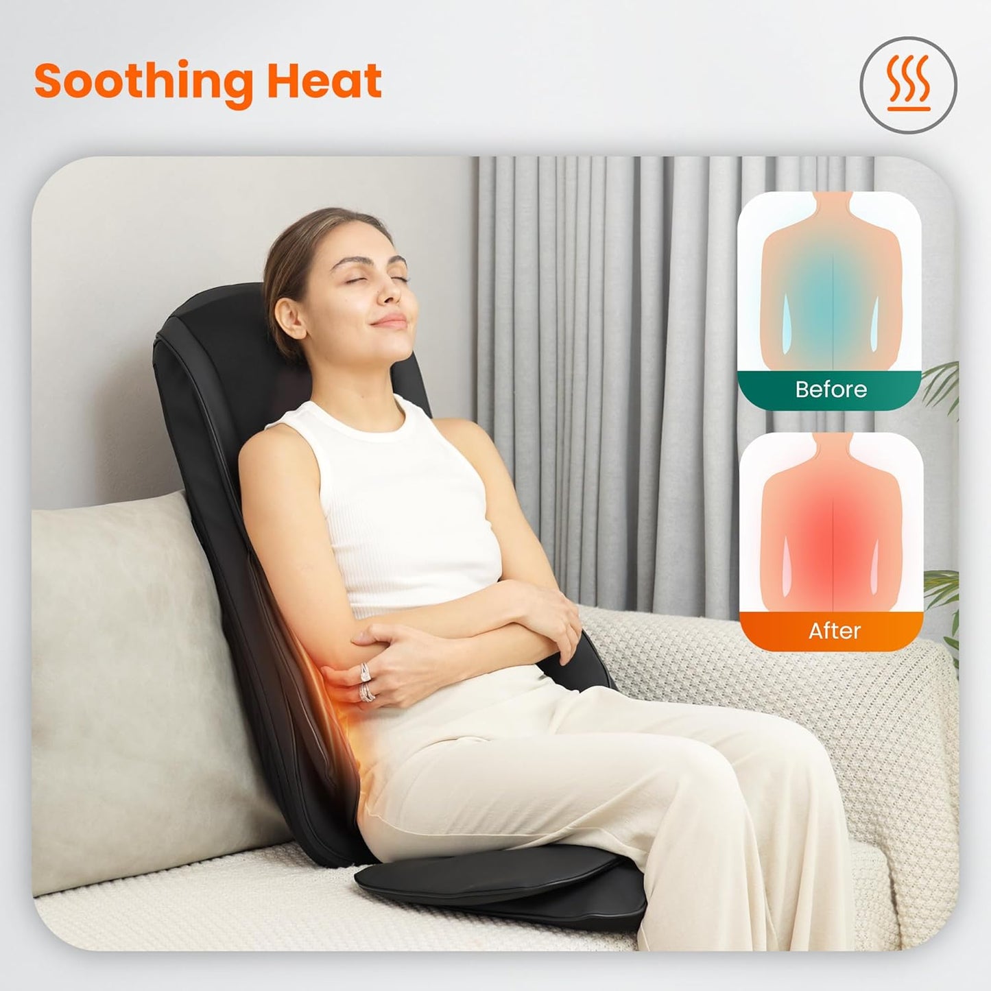 Snailax Shiatsu Neck and Back Massager with Heat Compression, Electric Massage Chair Pad for Neck Back, Massage Chair Full Body for Home Office Use, Gifts for Men, Women