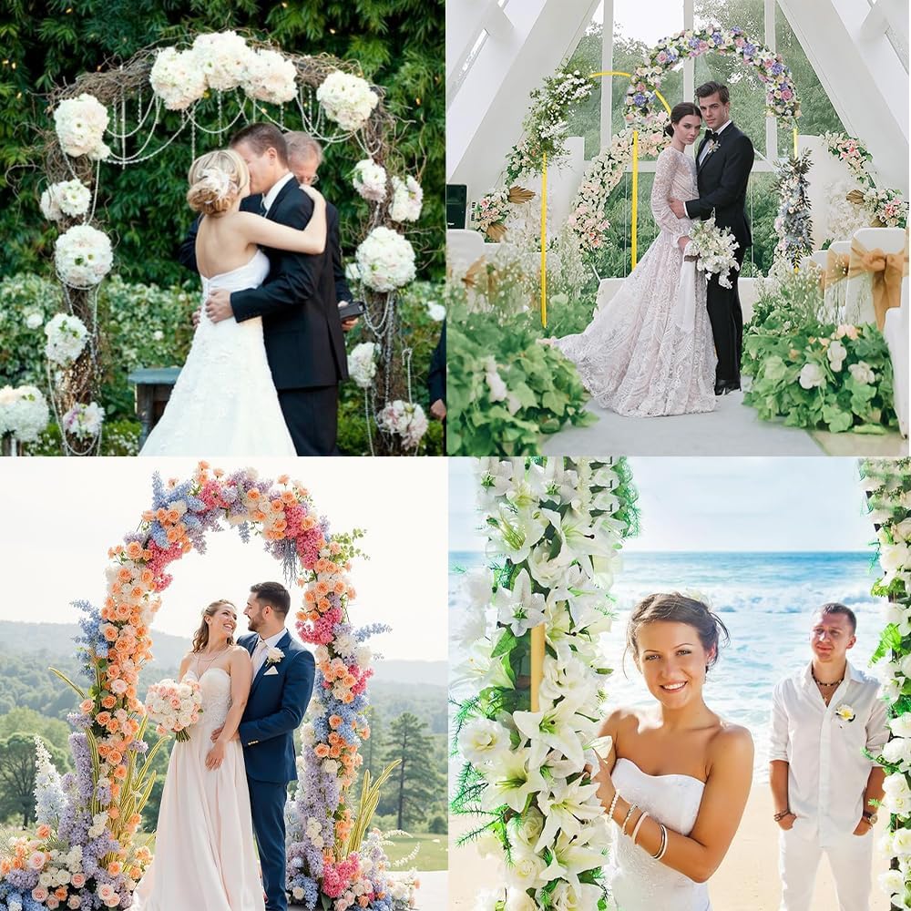 7.2 Ft Metal Wedding Arch Stand Gold Adjustable Backdrop with Base for Ceremony Birthday Bridal Baby Shower Outdoor Indoor Graduation Party Balloon Decoration Arched Square Frame (Gold, 7.2FT)