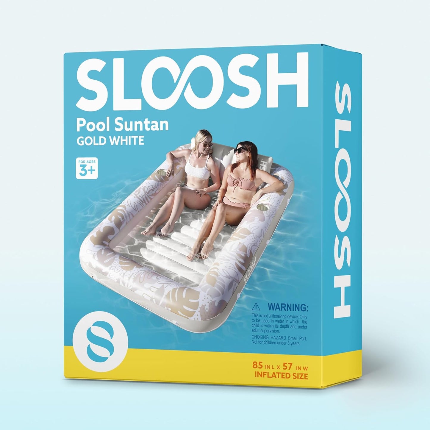 Sloosh Inflatable Tanning Pool Lounger Float-XL, 85" x 57" Extra Large Suntan Sun Tan tub for Adults, Bed Blow up, Raft Lounge Floatie, XL-Blue