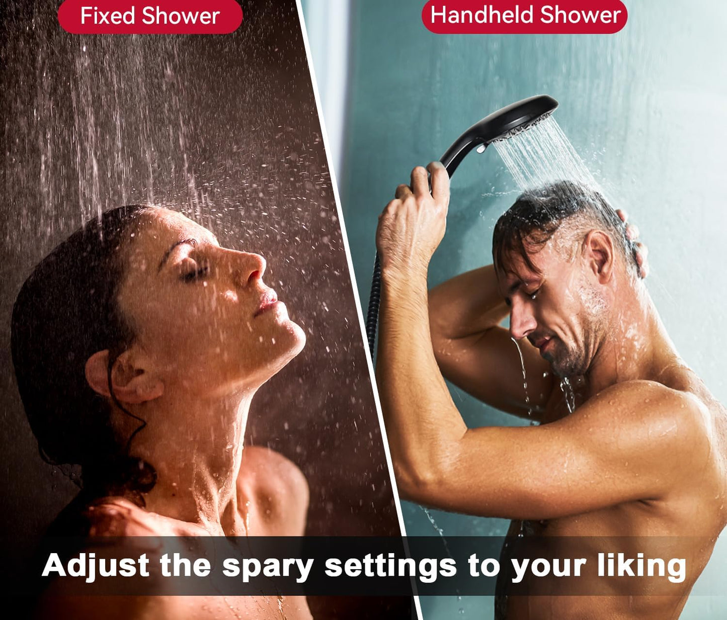 GRICH Shower Heads with Hand Held Spray: 9 Modes High Pressure Shower Head & Rain Shower Head, 2 in 1 Anti-Leak Shower Head with Hose, Height/Angle Adjustable, cUPC Certification Approved