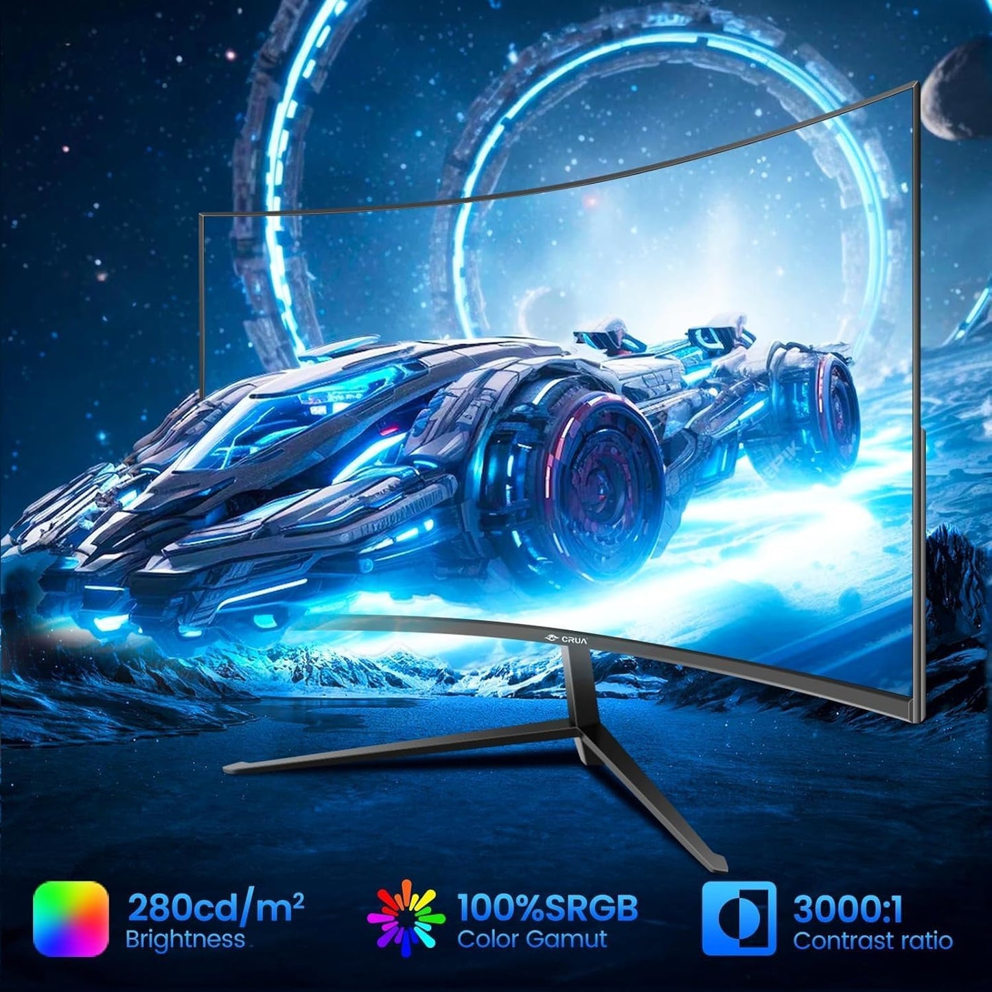 CRUA 34 Inch Curved Gaming Monitor 144HZ, White 21:9 Ultra Wide PC Monitor 1500R WQHD 3440X1440P 120% sRGB Computer Display/VA Panel/PIP& PBP/HDMI2.0 & DP1.4/Tilt Adjustment/Wall Mountable