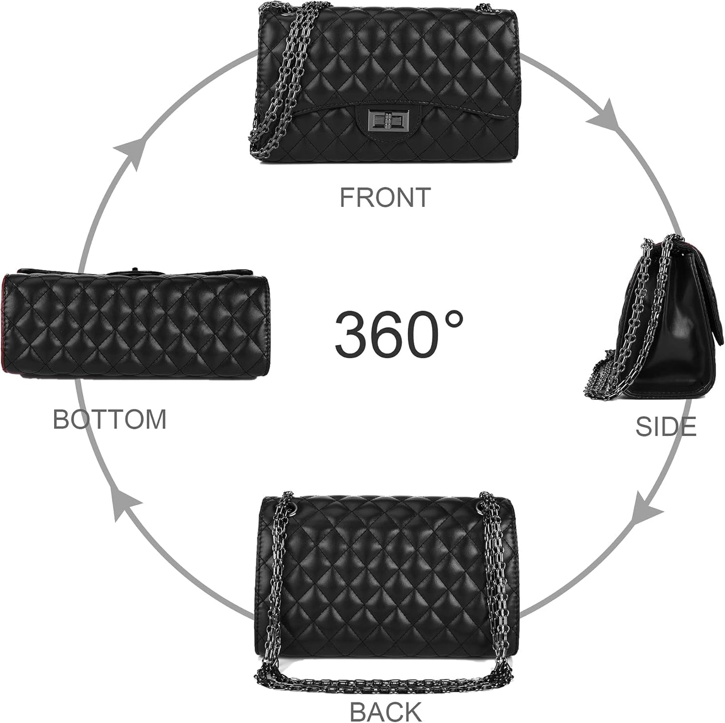 Gladdon Quilted Crossbody Bags for Women Ladies Shoulder Purses with Chain Strap Stylish Clutch Purse,Medium