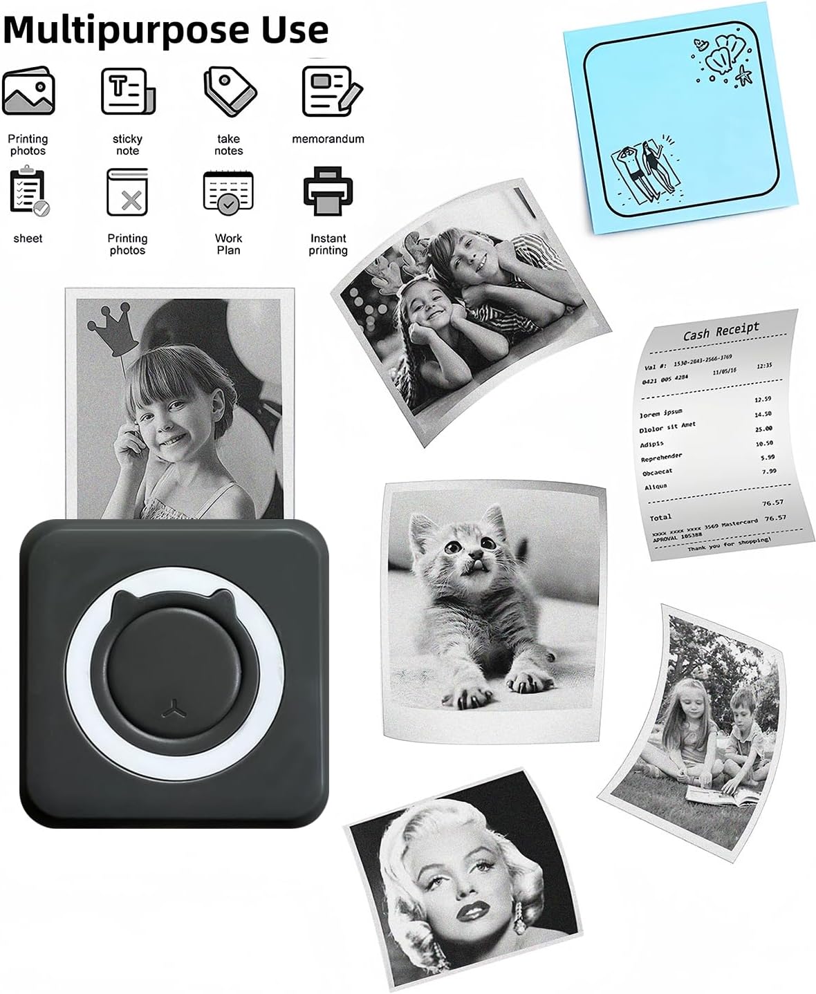 Label Maker - Mini Portable Sticker Printer with 13 Rolls Self-Adhesive Thermal Papers, Labeller Machine for Home Office Study Business Texts Journal, Blue