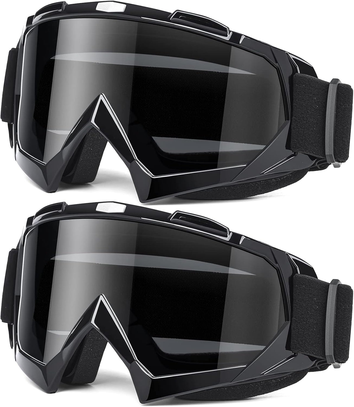 Adult Dirt Bike Goggles, 2-Pack ATV Motorcycle Goggles for Men & Women, Wide Vision Riding Off-Road Goggles - PuriLite