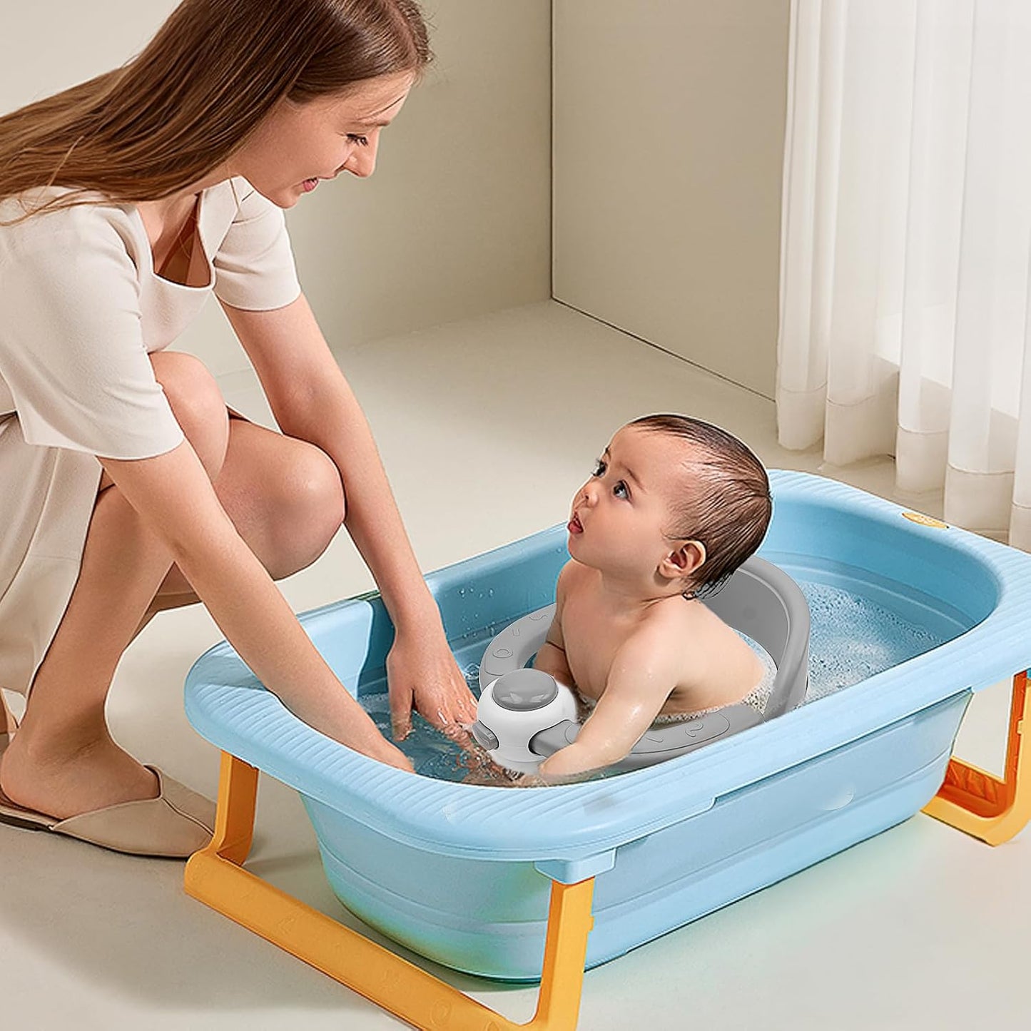 Baby Bath Seat for Babies 6 Months & Up, Non-Slip Infant Toddler Baby Bathtub Bath Seat for Sitting Up, Baby Tub Seat with Suction Cups for Shower (Grey)