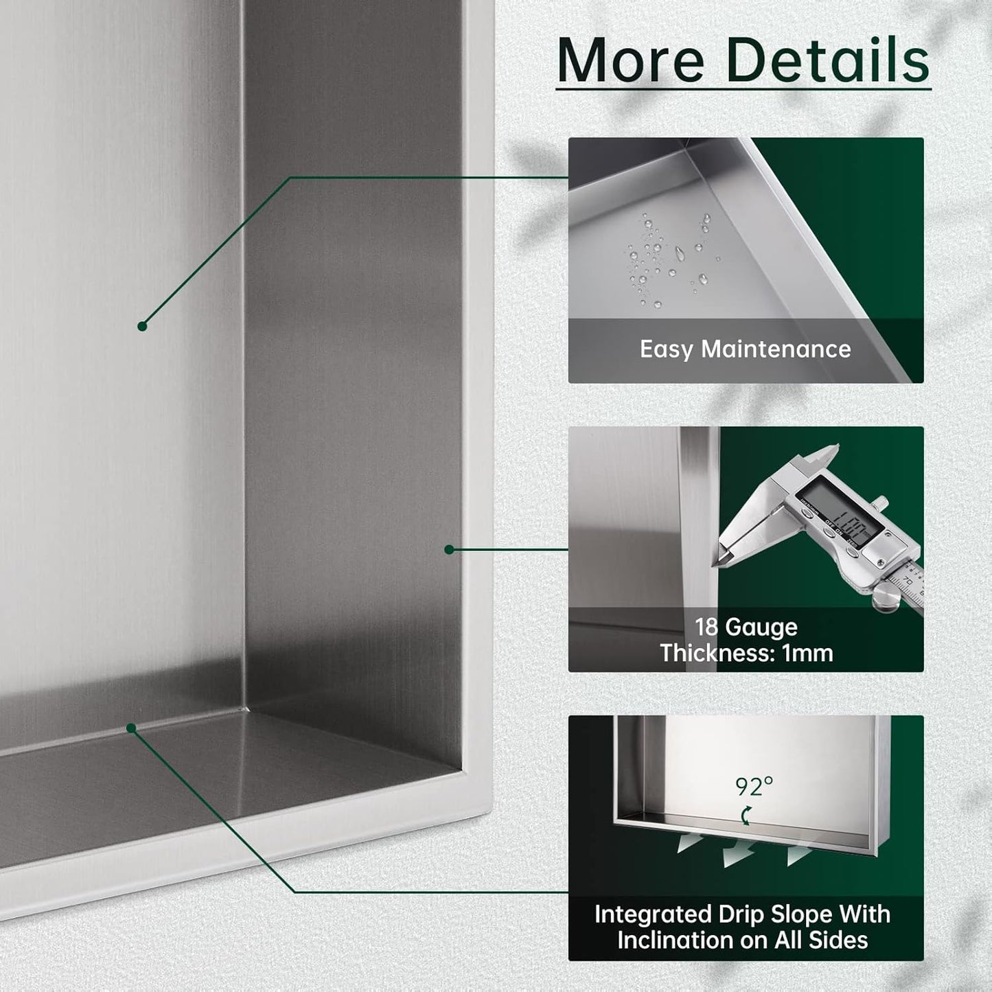 BLYLUND Shower Niche 12" x 24" NO Tile Needed,Matte Black Double Shelf Organizer, Square Corners Wall-Inserted Niche Recessed Shower Shelf Modern Soap Niche for Bathroom