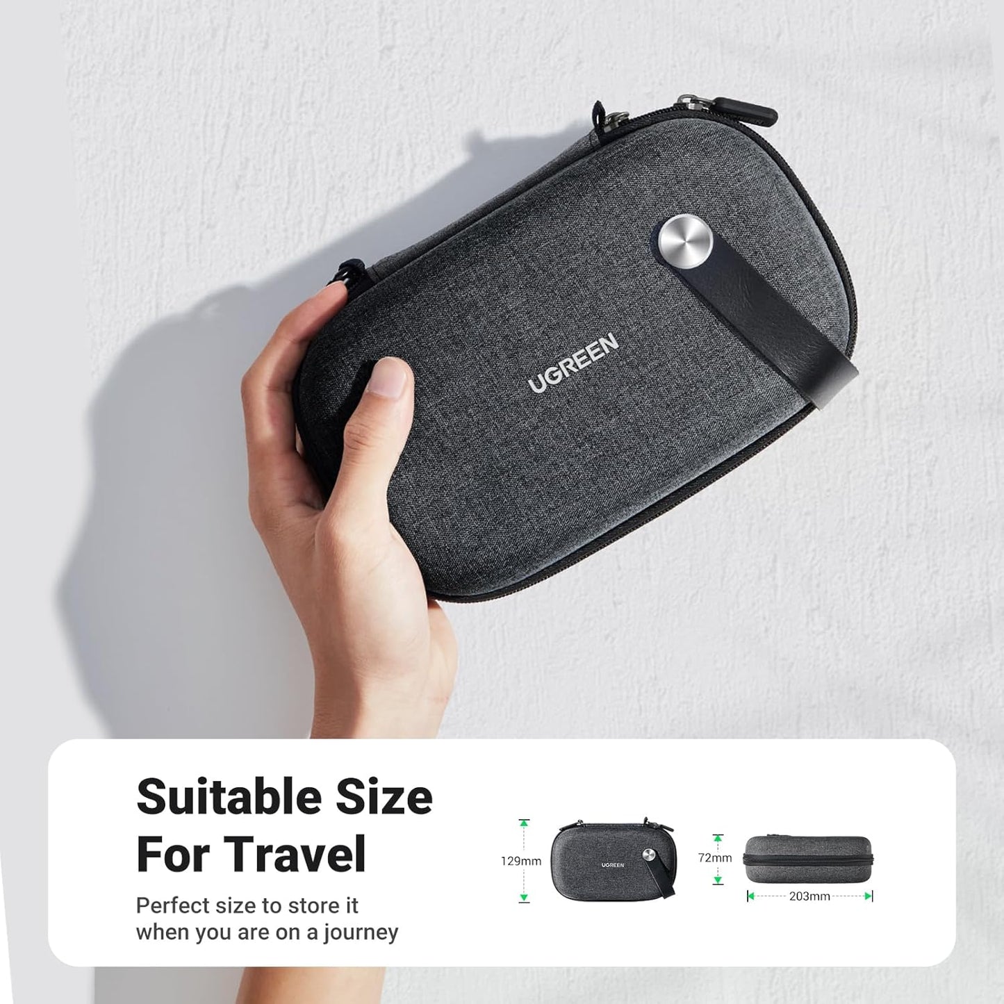 UGREEN Travel Case Universal Electronic Accessories Bag Cable Organizer Portable Carrying Pouch for Mini Speaker, USB Cable, Memory Cards, Power Bank, Hard Drive, Charger, Cosmetics, and More