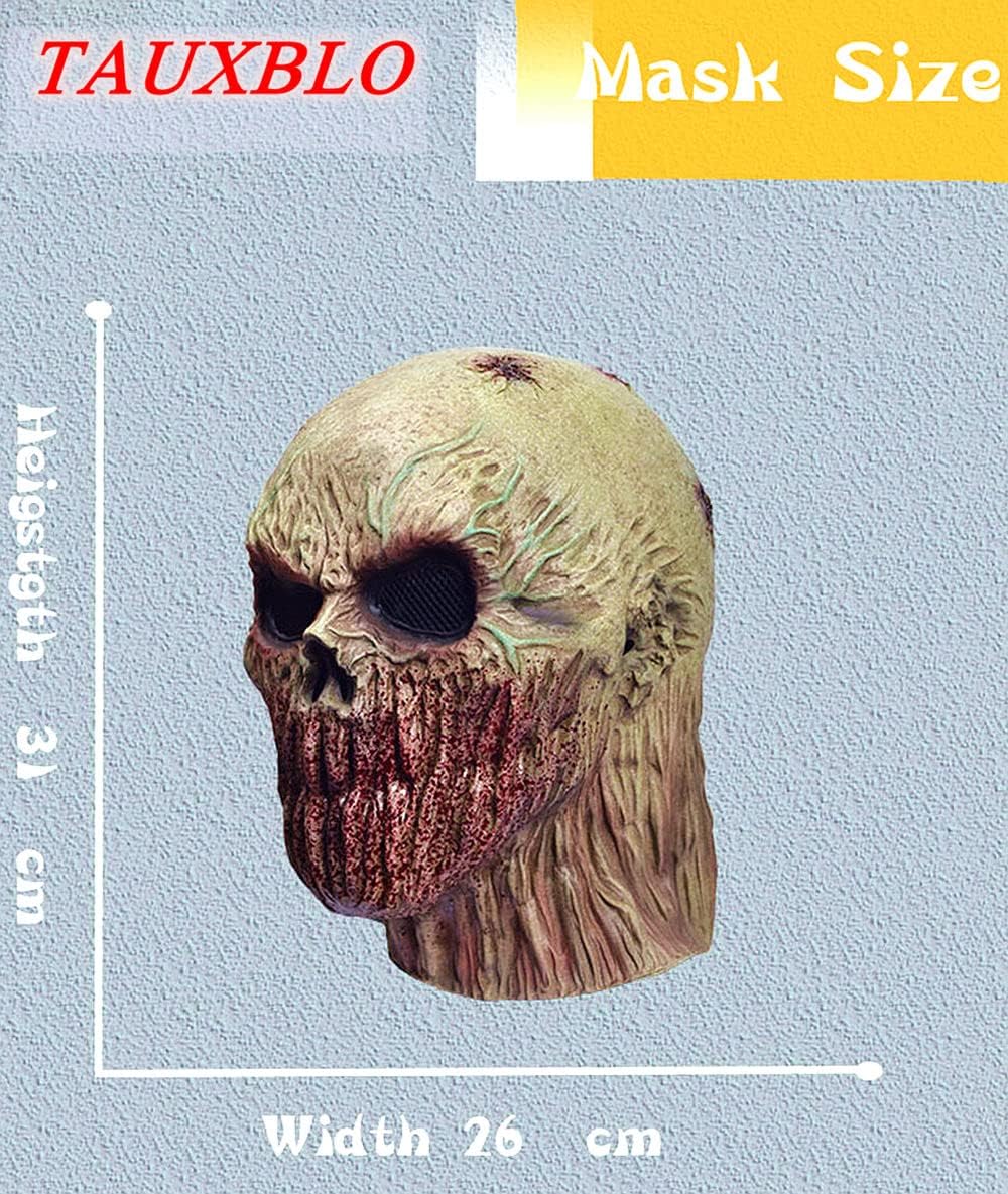 TAUXBLO Scary Halloween Zombie Mask Realistic Horror Mask Novelty Costume Party Latex Full Head Mask Creepy Cosplay Props