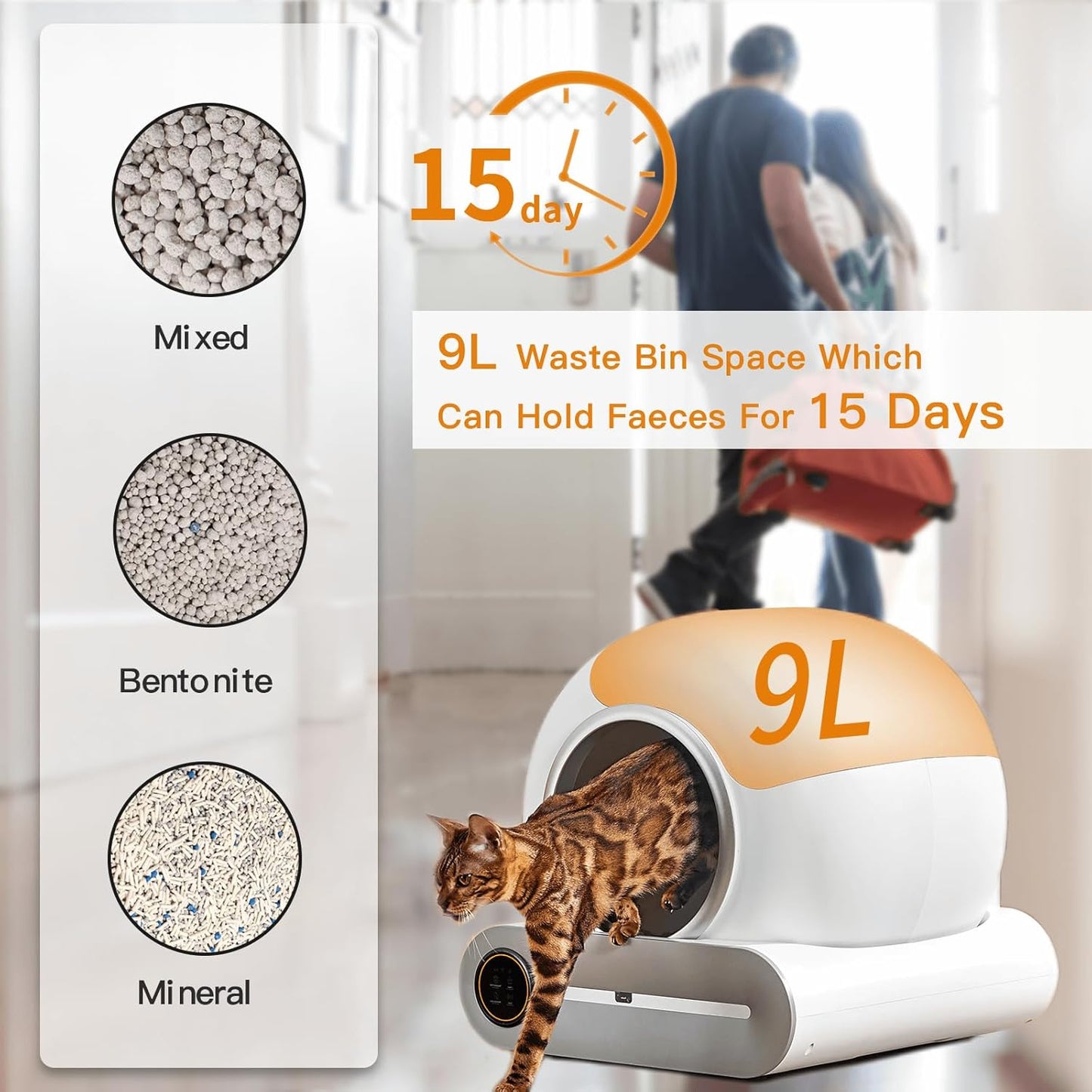 Upgraded Self-Cleaning Cat Litter Box - Automatic Smart for Multiple Cats, Never Scoop Again, Safety Protection, APP Control, Odorless, Health Check
