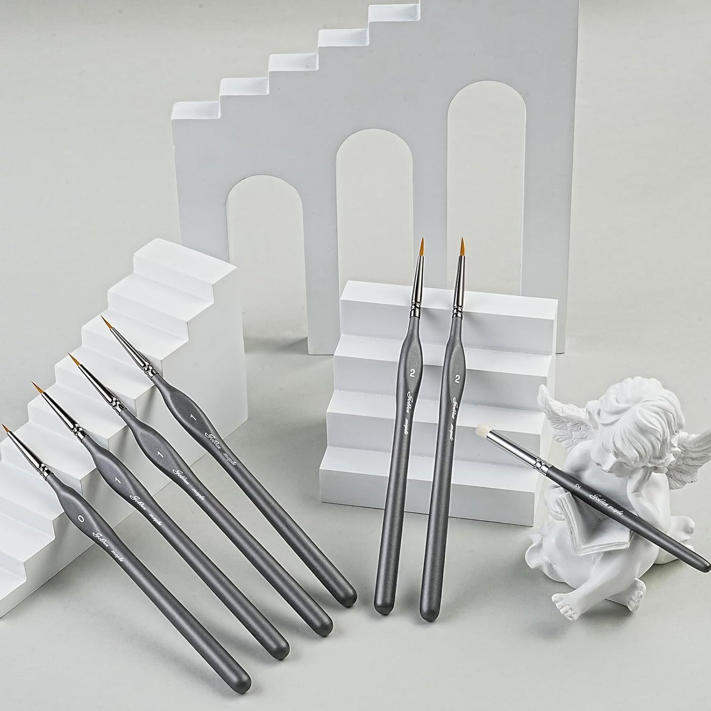 Detail Paint Brushes Set 10pcs Miniature Brushes for Fine Detailing & Art Painting - Acrylic, Watercolor,Oil,Models
