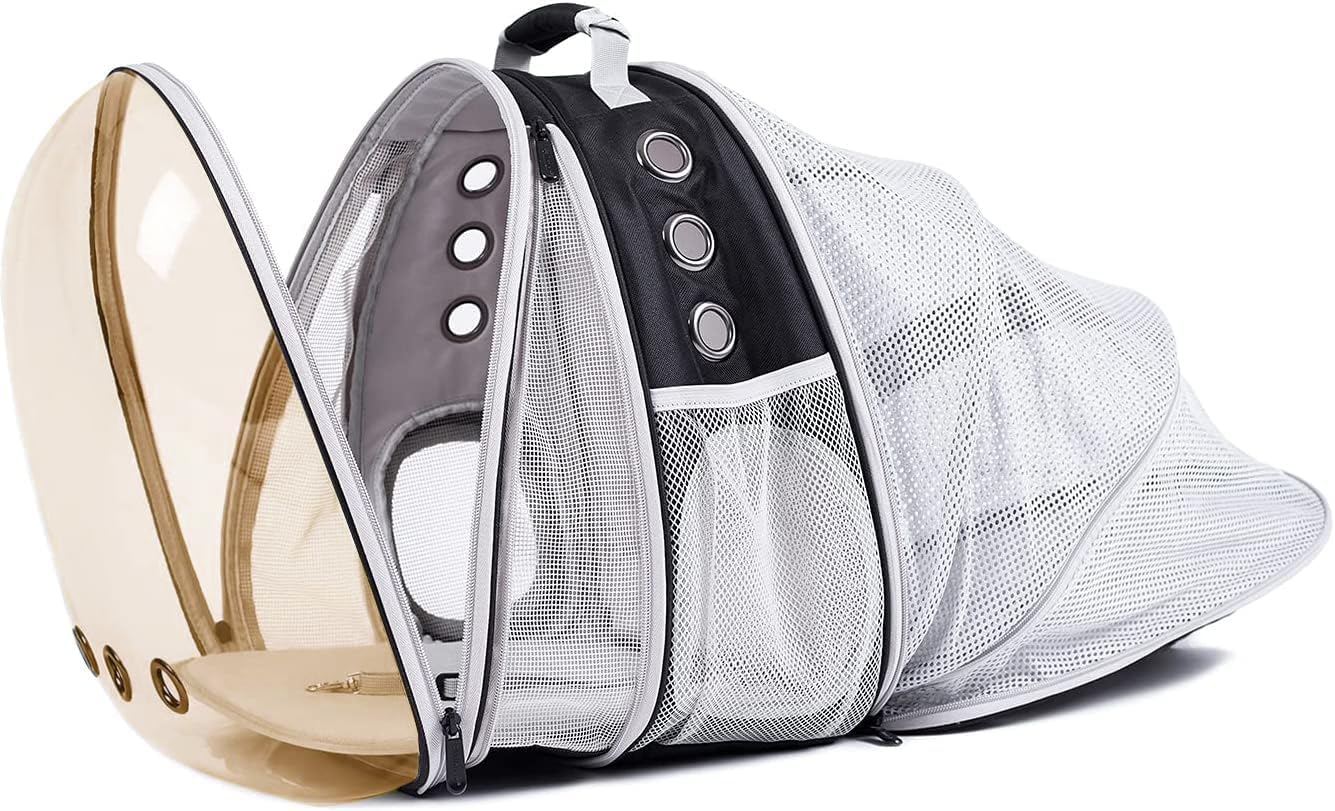 LAIRIES Dual Expandable Cat Backpack Carrier Front & Back Extension Pet Backpack Carrier, Fit up to 20 lbs, Bubble Capsule Dog Backpack Travel, Hiking & Outdoor Backpack (CL-Star Blue, Dual Extension)