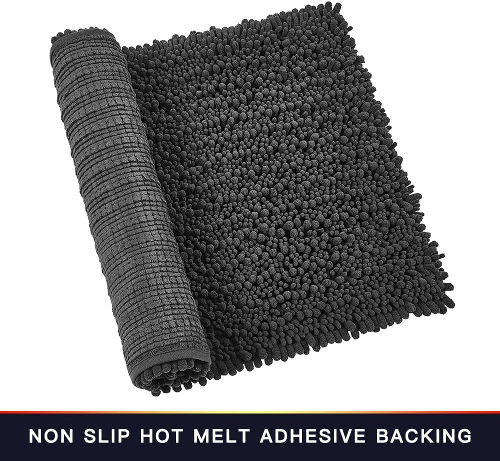 Walensee Bathroom Rug Non Slip Bath Mat (24x17 Inch Blush) Water Absorbent Super Soft Shaggy Chenille Machine Washable Dry Extra Thick Perfect Absorbant Best Small Plush Carpet for Shower Floor