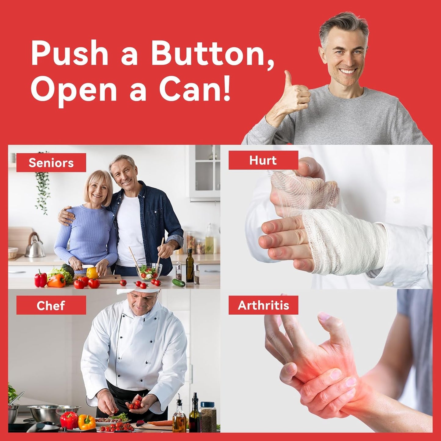 Osnil Rechargeable Electric can Opener for Seniors, Arthritis and Mum Automatic Open Any Size can with Smooth Edge Food-Safe with Rechargeable Battery and USB Cable