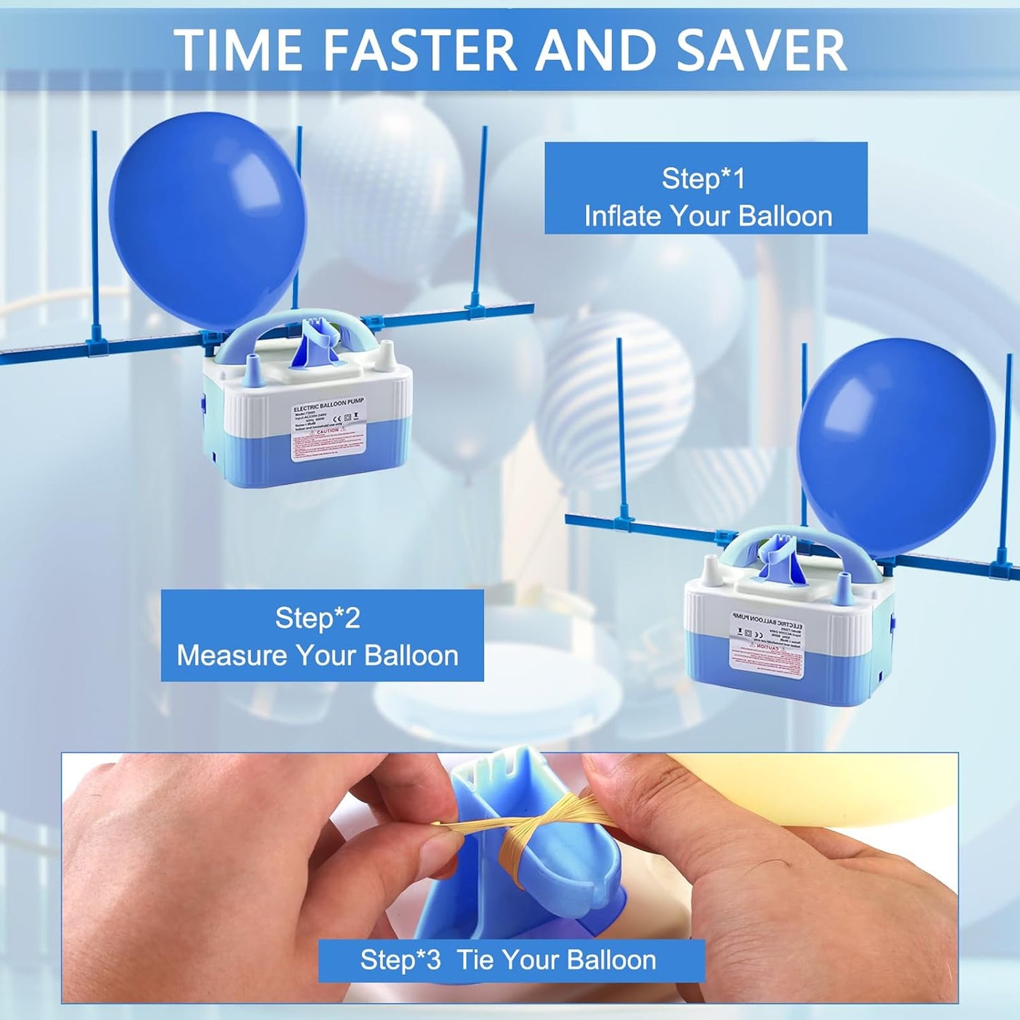 Electric Balloon Pump,Balloon Inflator, Dual Nozzle Electric Air Pump,Balloon Pump Balloons Blower 110V 600W for Party Decoration with Gifts:2 Balloon Tying Tools (Rose red)