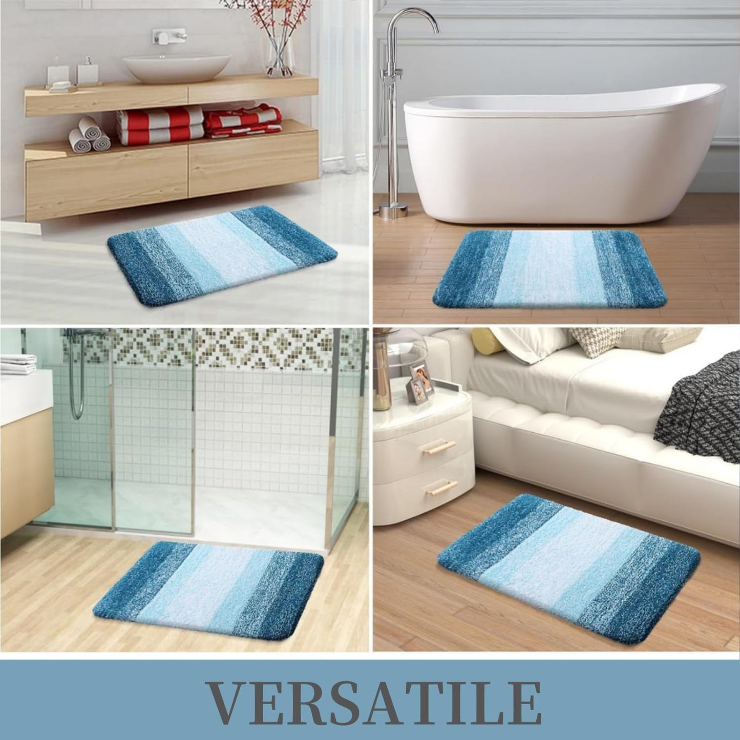 OLANLY Luxury Microfiber Bath Mat, Extra Soft and Absorbent Bathroom Mat, Non-Slip Plush Shaggy Bathroom Rug, Machine Wash Dry, Bath Rugs for Bathroom Floor, Tub and Shower, 16x24, Grey