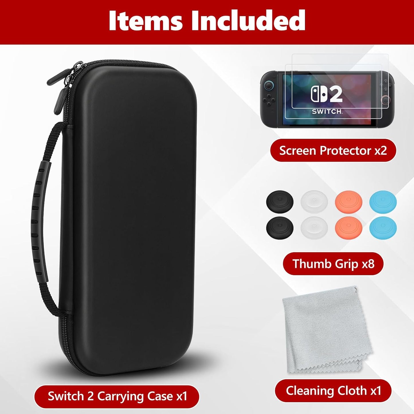 Old Canal Carrying Case for Switch 2, Switch 2 Travel Case with 10 Game Card Slots, Protective Hard Shell Carry Storage Cases for Switch 2 with Screen Protector, Thumb Grips, Screen Cleaning Cloth