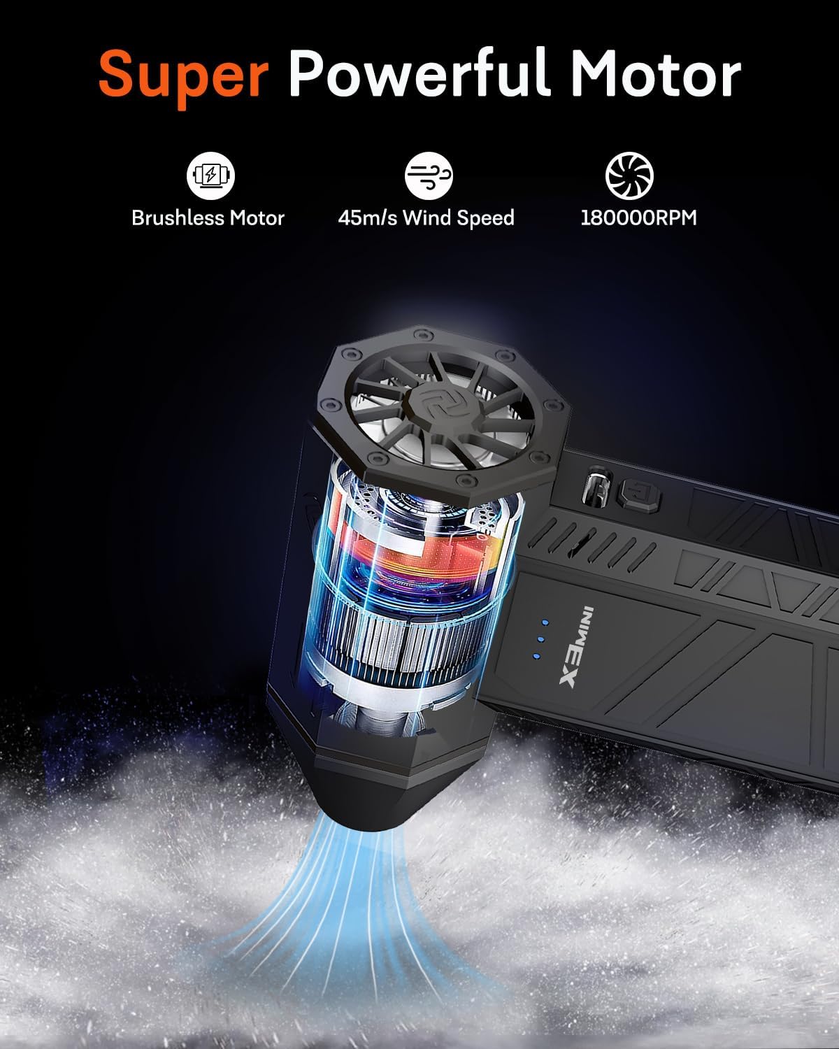 Compressed Air Duster, 180000RPM Electric Air Duster, Rechargeable Cordless Air Blower with 3-Gear Turbo Fan, Canned Air Alternative for Keyboard, PC, Computer, Car, Home & Outdoor Use