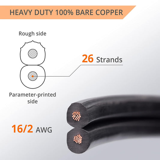 Wirefy 16/2 Low Voltage Landscape Lighting Copper Wire - 16-Gauge 2-Conductor 100 Feet | Low-Voltage Wire | Low Voltage Wiring | Low Voltage Wire 16/2 | Landscape Wire 16 2