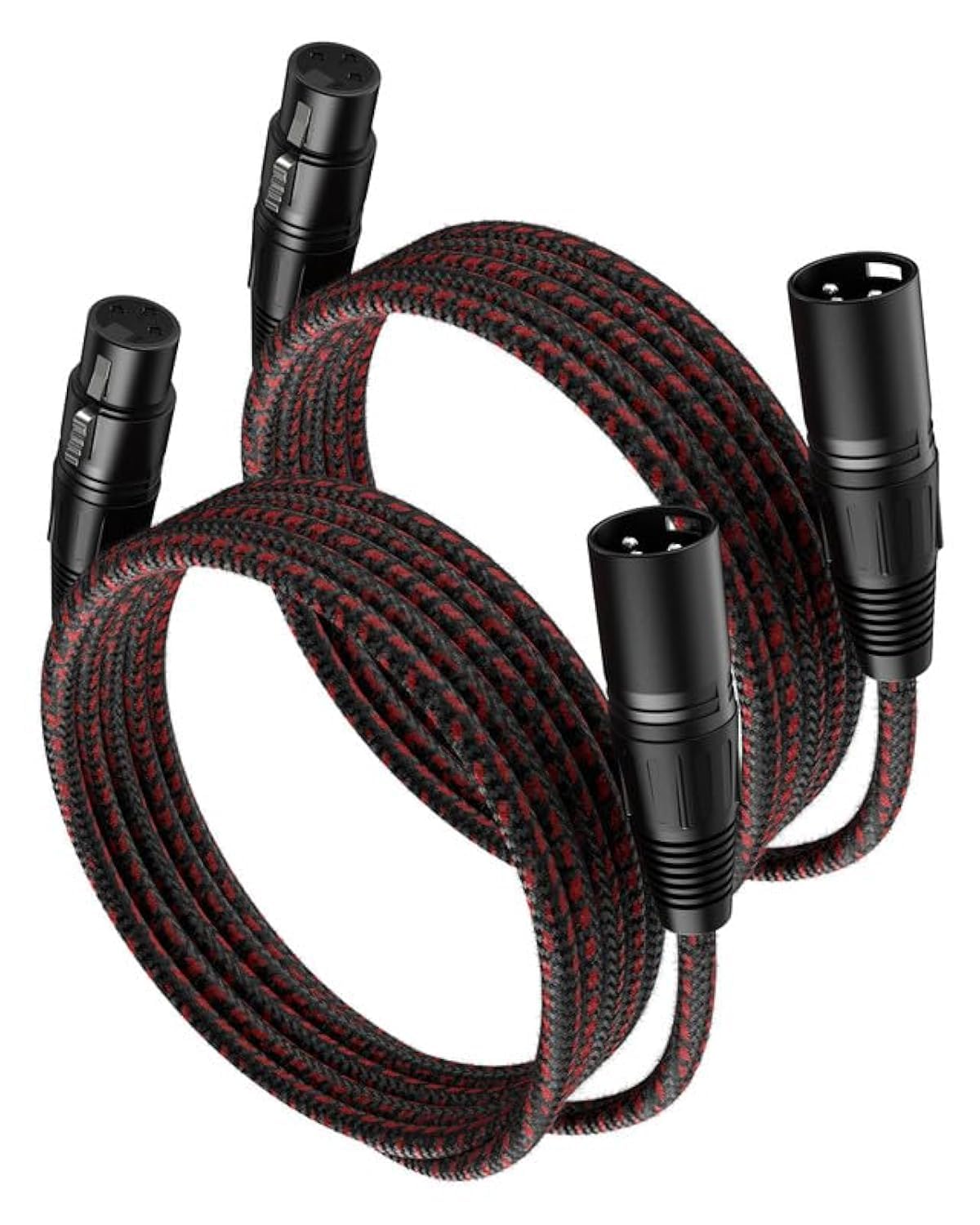 VANDESAIL XLR Cables 25ft 2 Pack, Durable Nylon Braided XLR Microphone Cable, Mic Cable, Shielded and Fully Balanced OFC Male to Female Cord for Recording Mixer Amplifie Speaker Black White